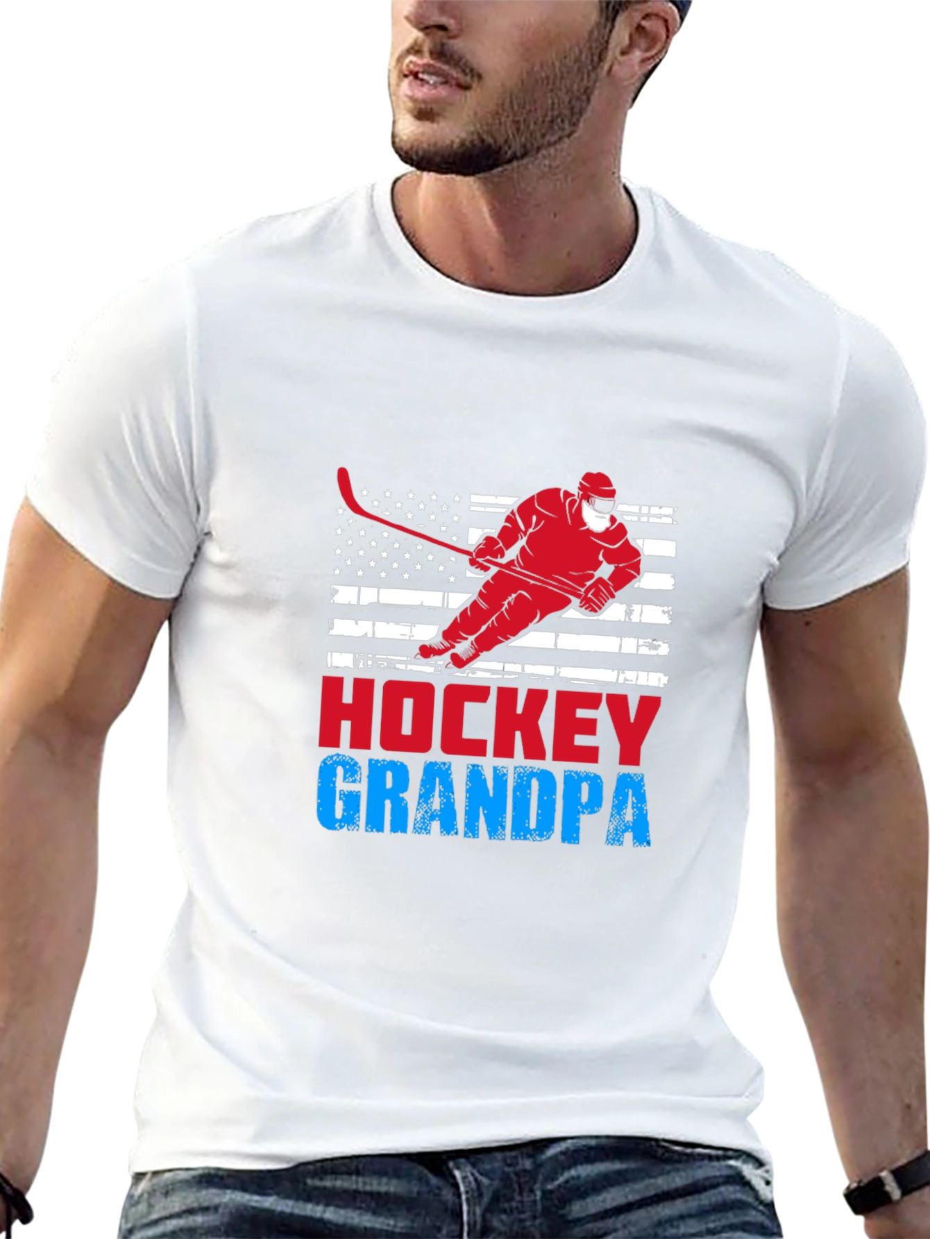 Camiseta Negra Hockey Abuelo Diseño Patriótico