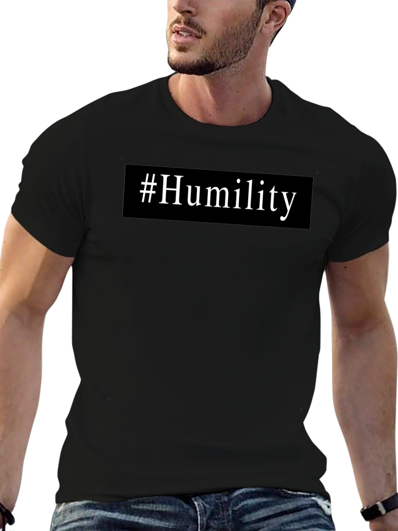 Camiseta Negra #Humildad Casual Hombre
