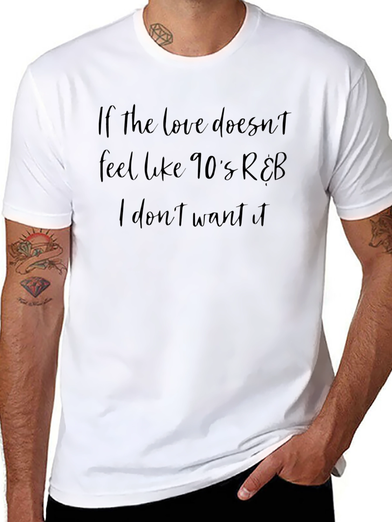 Camiseta Negra con Frase Nostálgica R&B de los 90