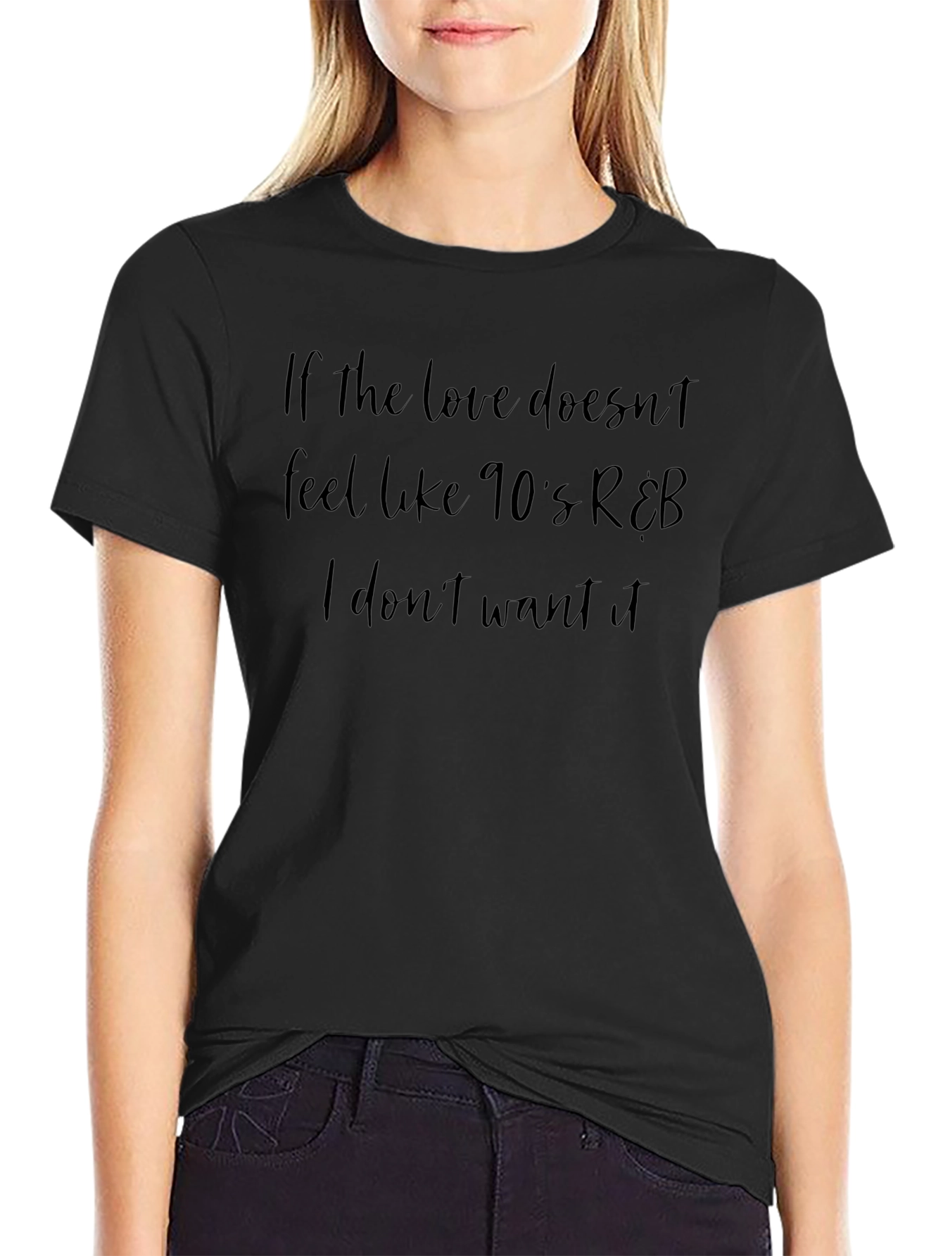 Camiseta Negra con Frase Nostálgica R&B de los 90