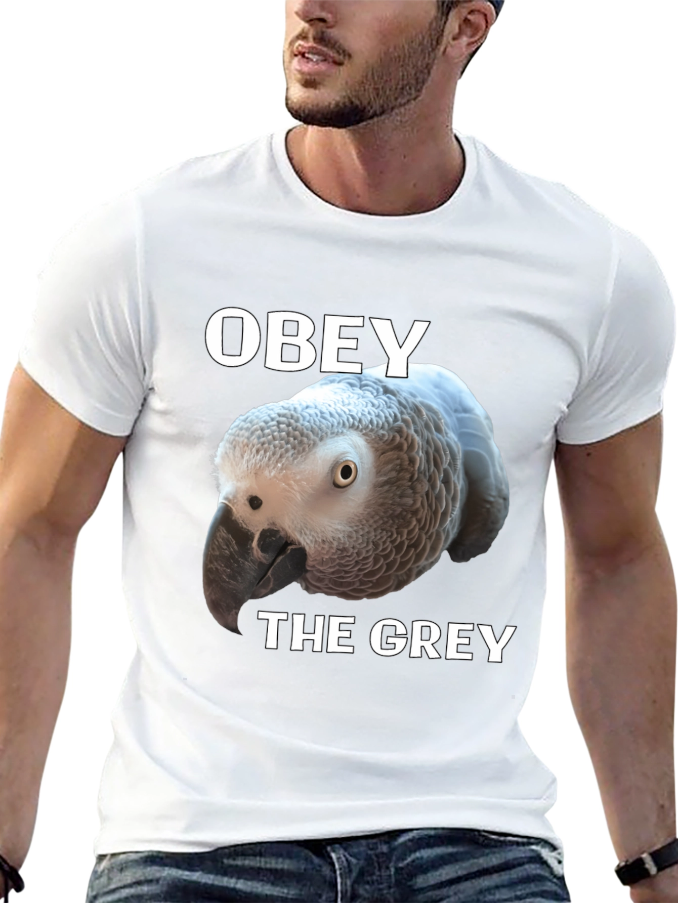 Camiseta Negra Obey The Grey con Loro Africano