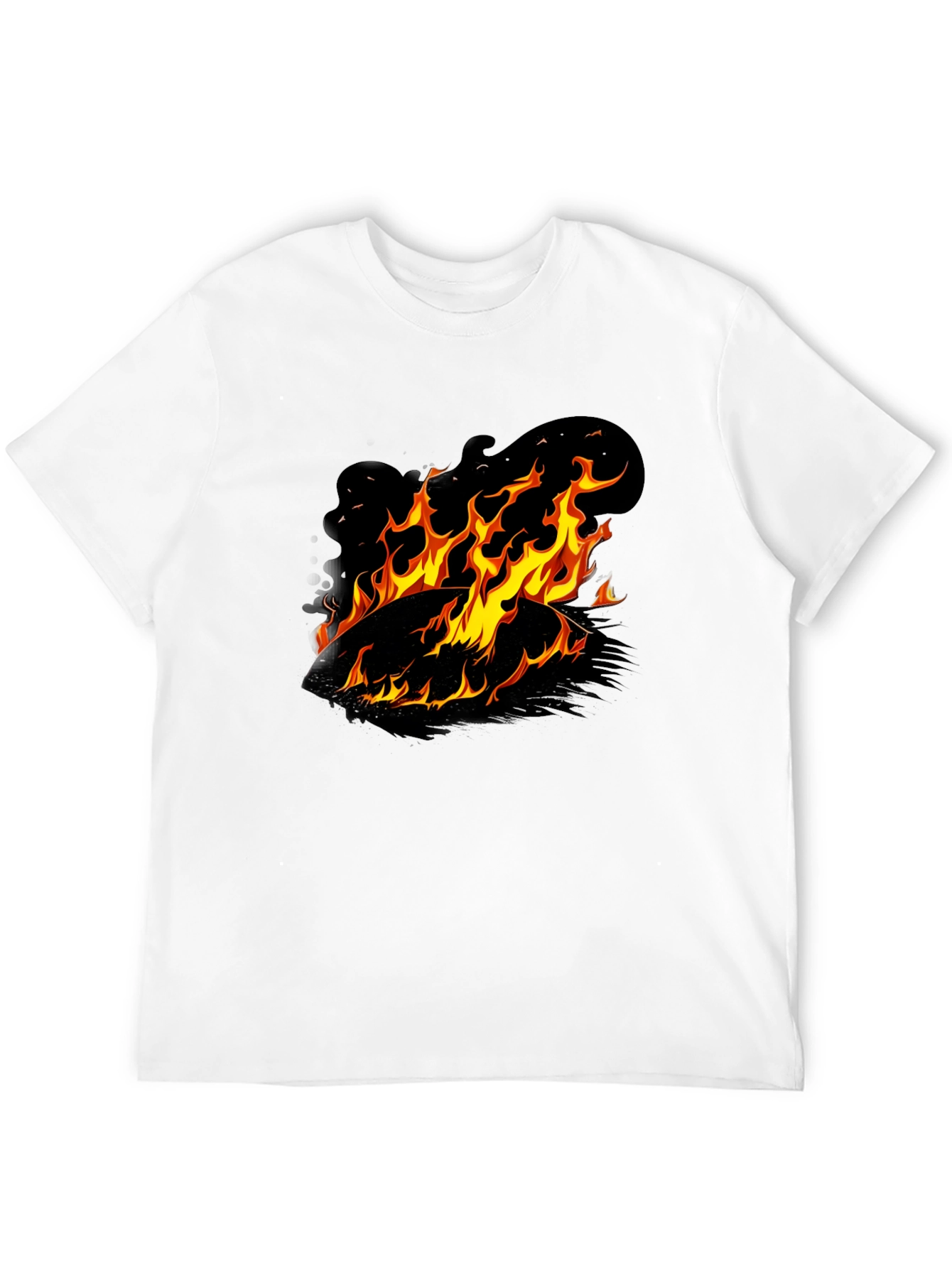 Camiseta Negra con Diseño de Fuego Ardiente