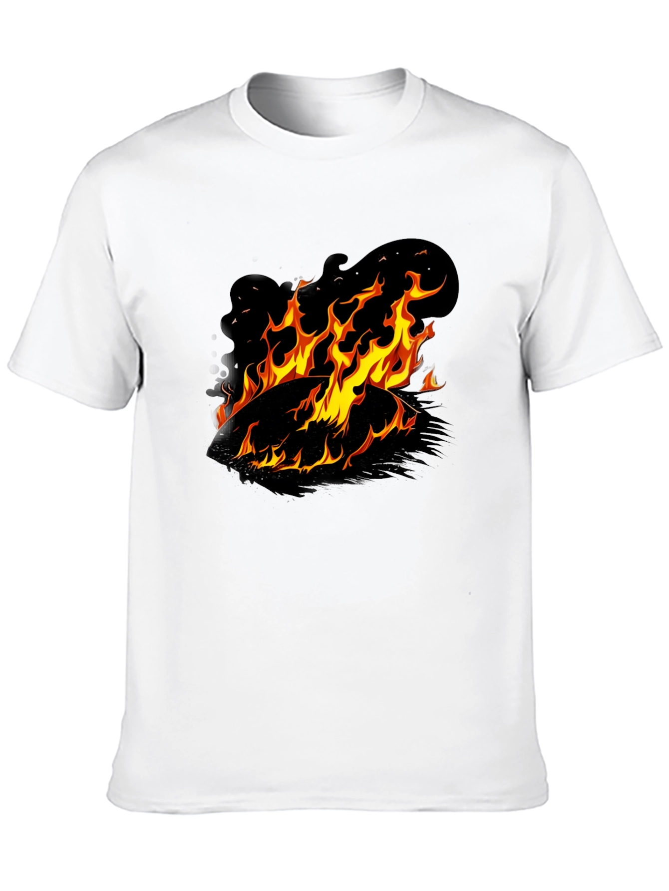 Camiseta Negra con Diseño de Fuego Ardiente