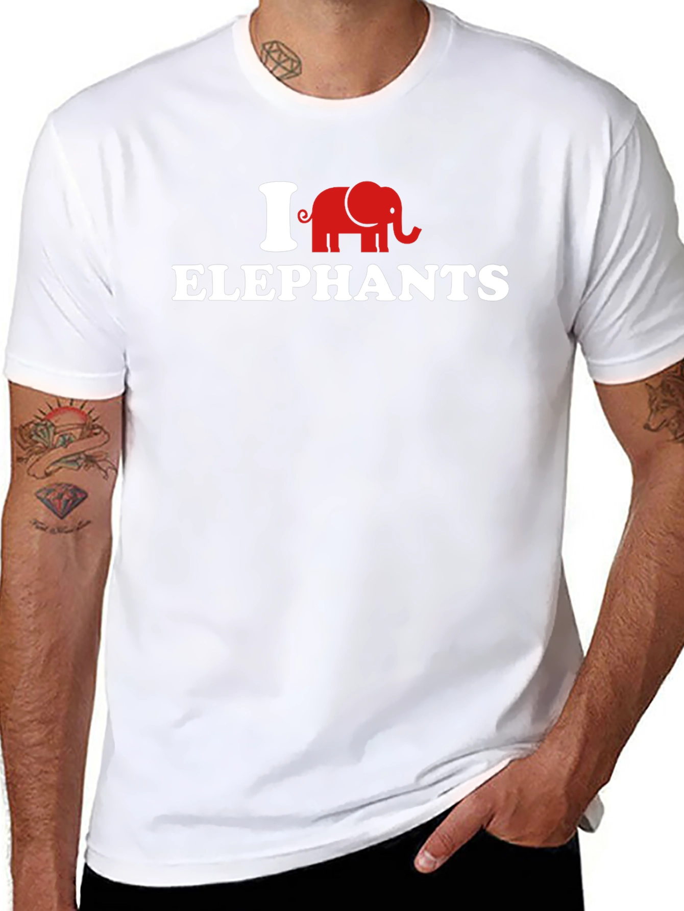 Camiseta Negra Amo Elefantes para Hombre