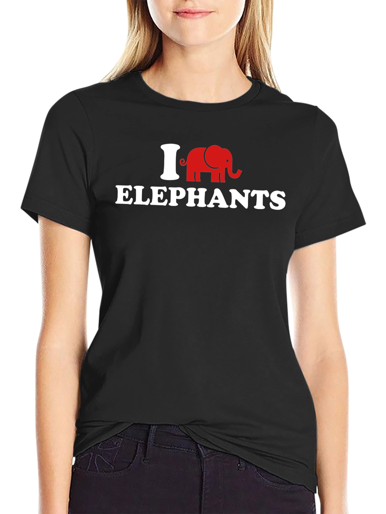 Camiseta Negra Amo Elefantes para Hombre