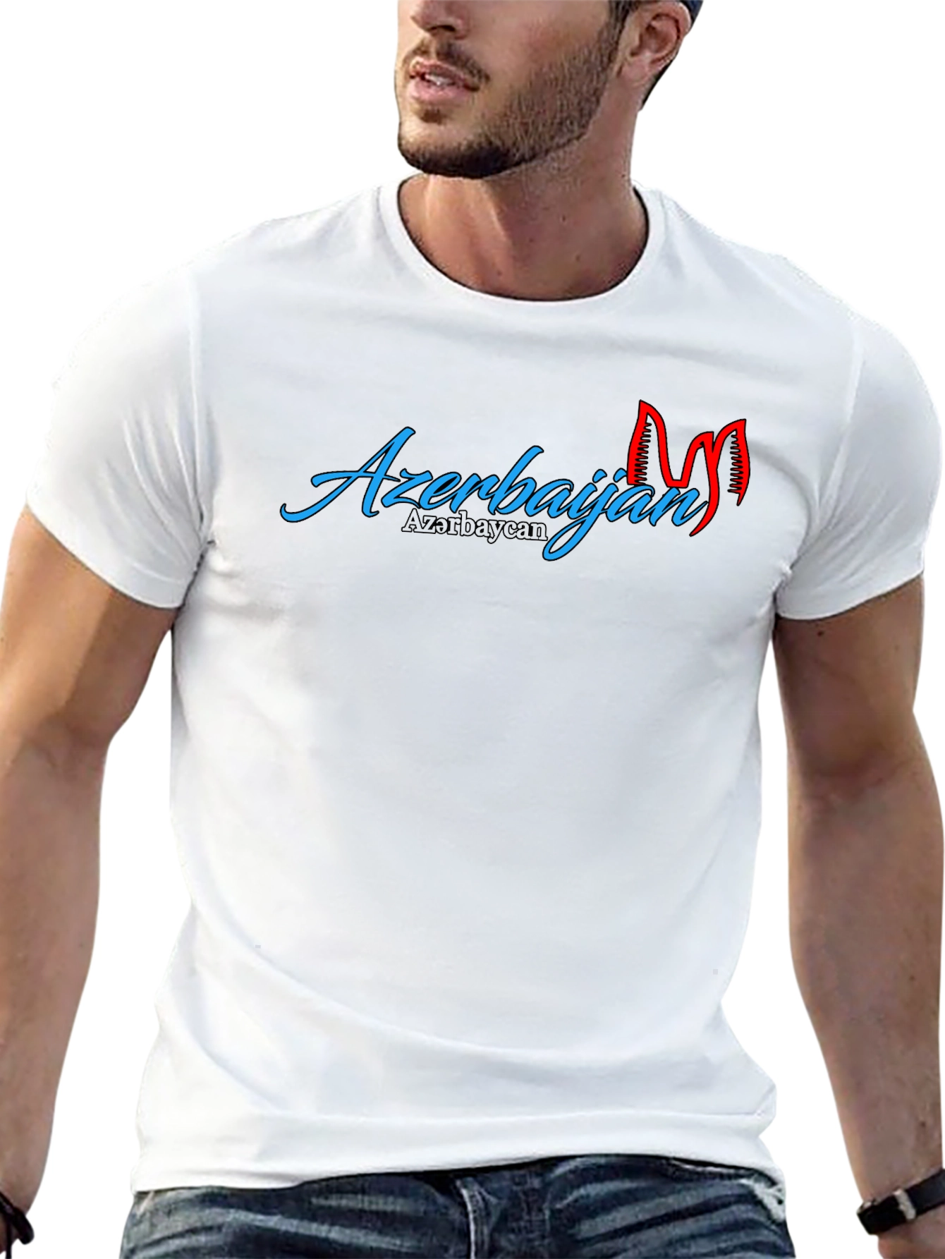 Camiseta Negra Azerbaijan Diseño Llamativo