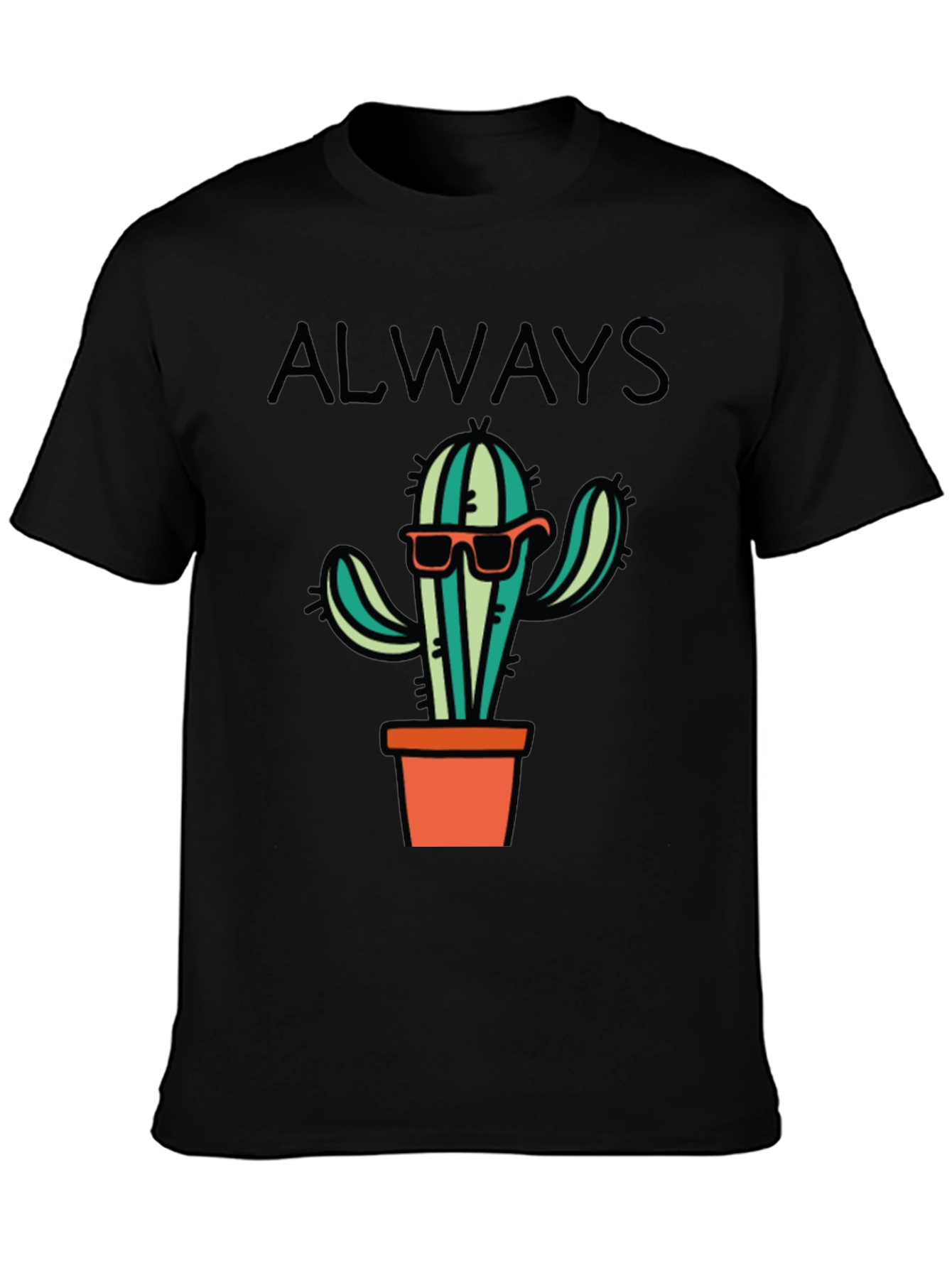 Camiseta Negra con Diseño de Cactus Cool