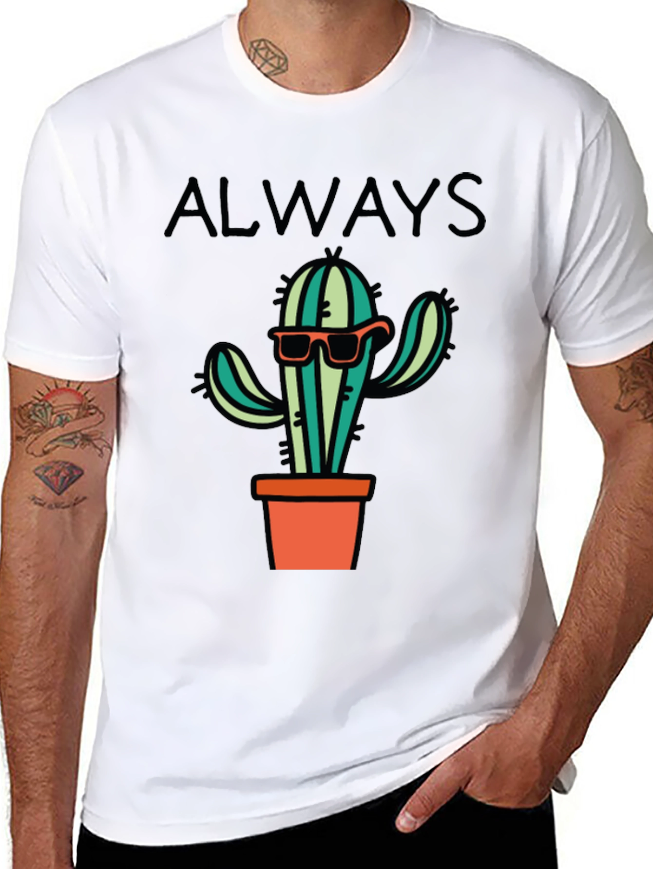 Camiseta Negra con Diseño de Cactus Cool