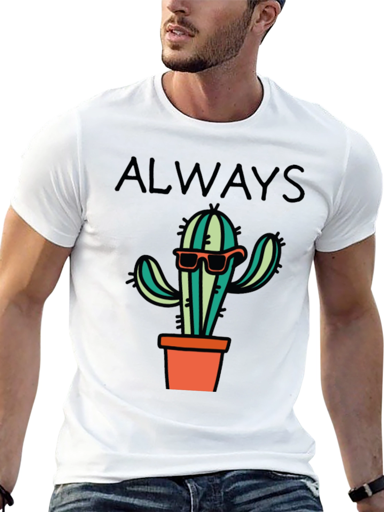 Camiseta Negra con Diseño de Cactus Cool