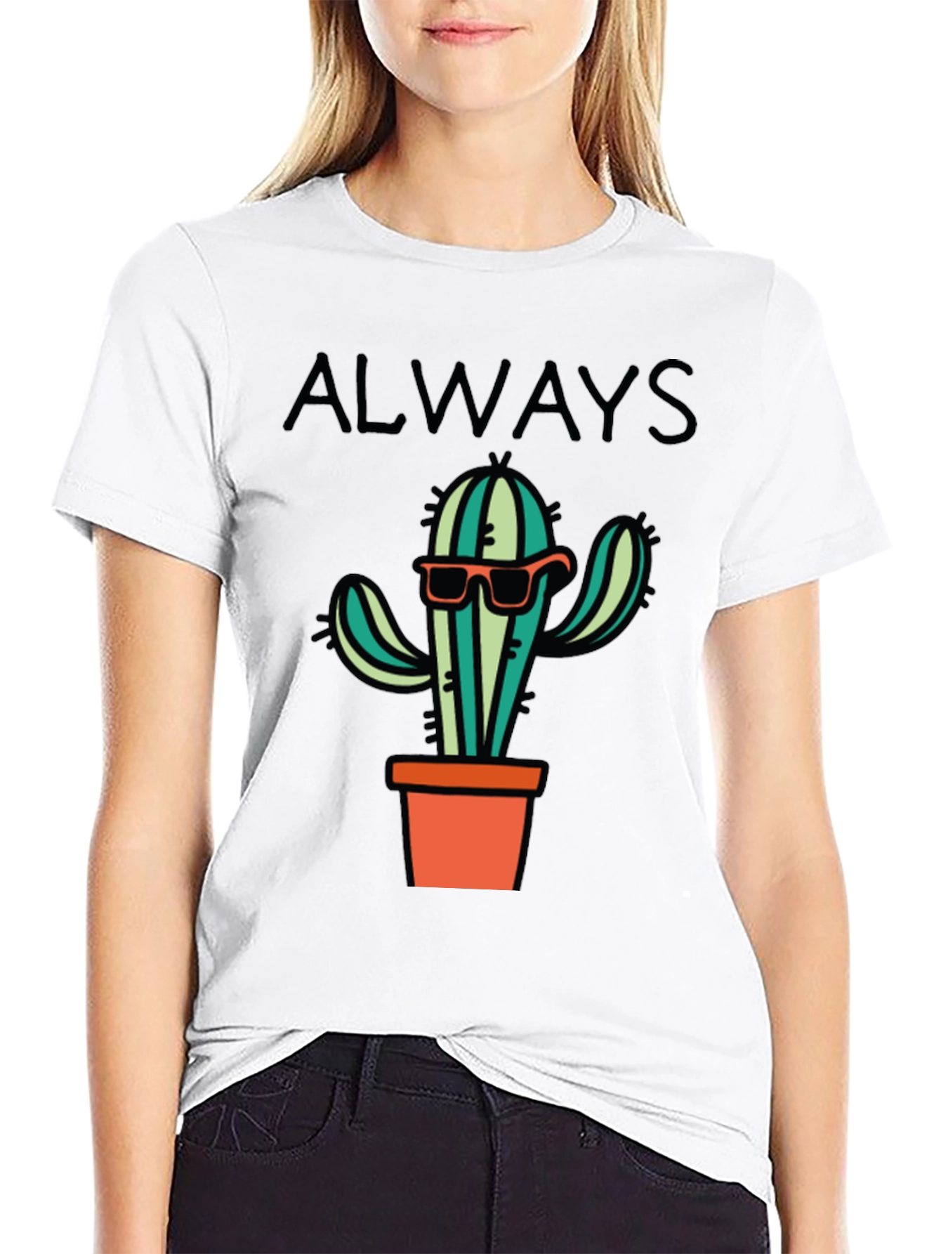 Camiseta Negra con Diseño de Cactus Cool