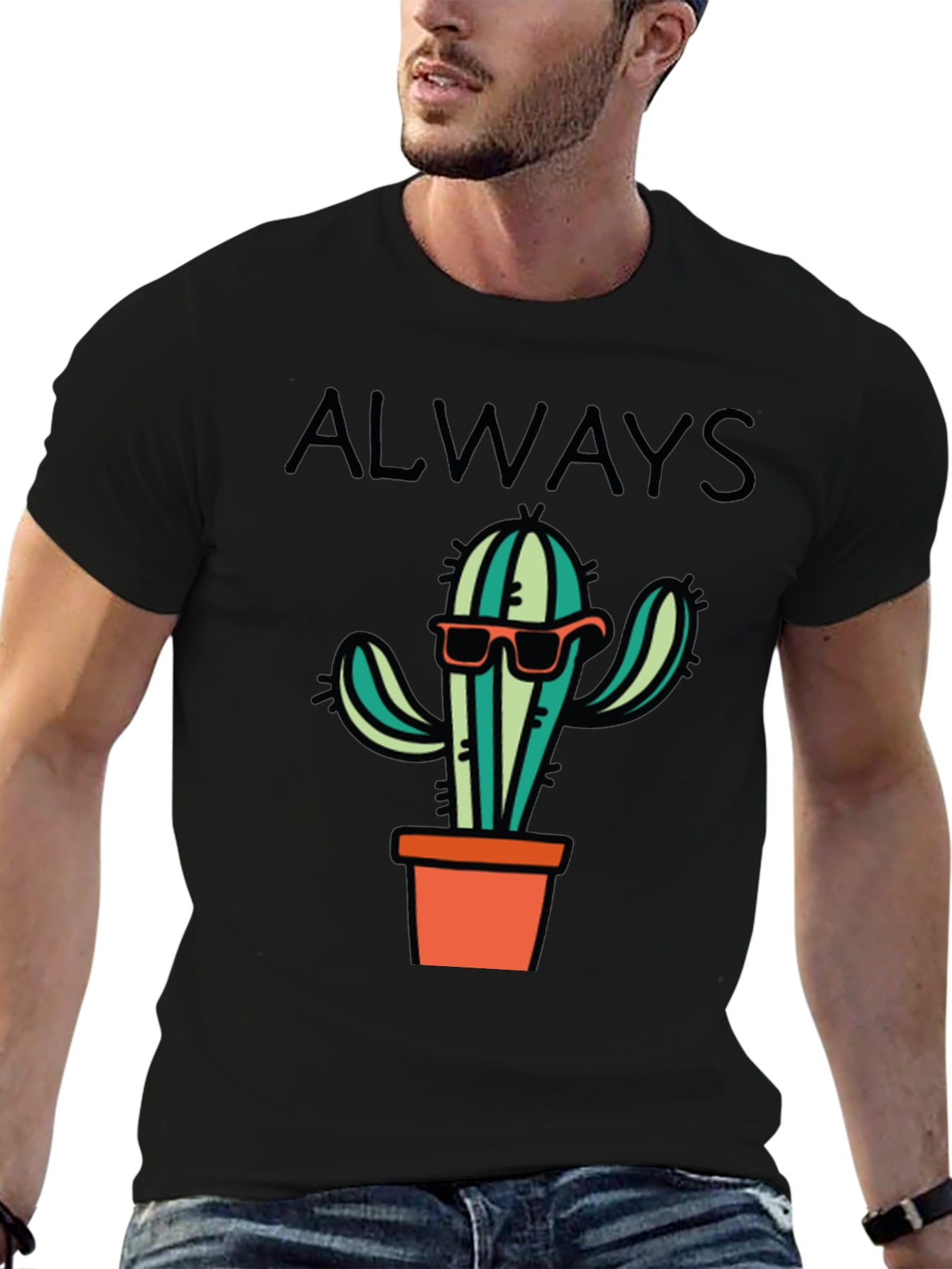 Camiseta Negra con Diseño de Cactus Cool