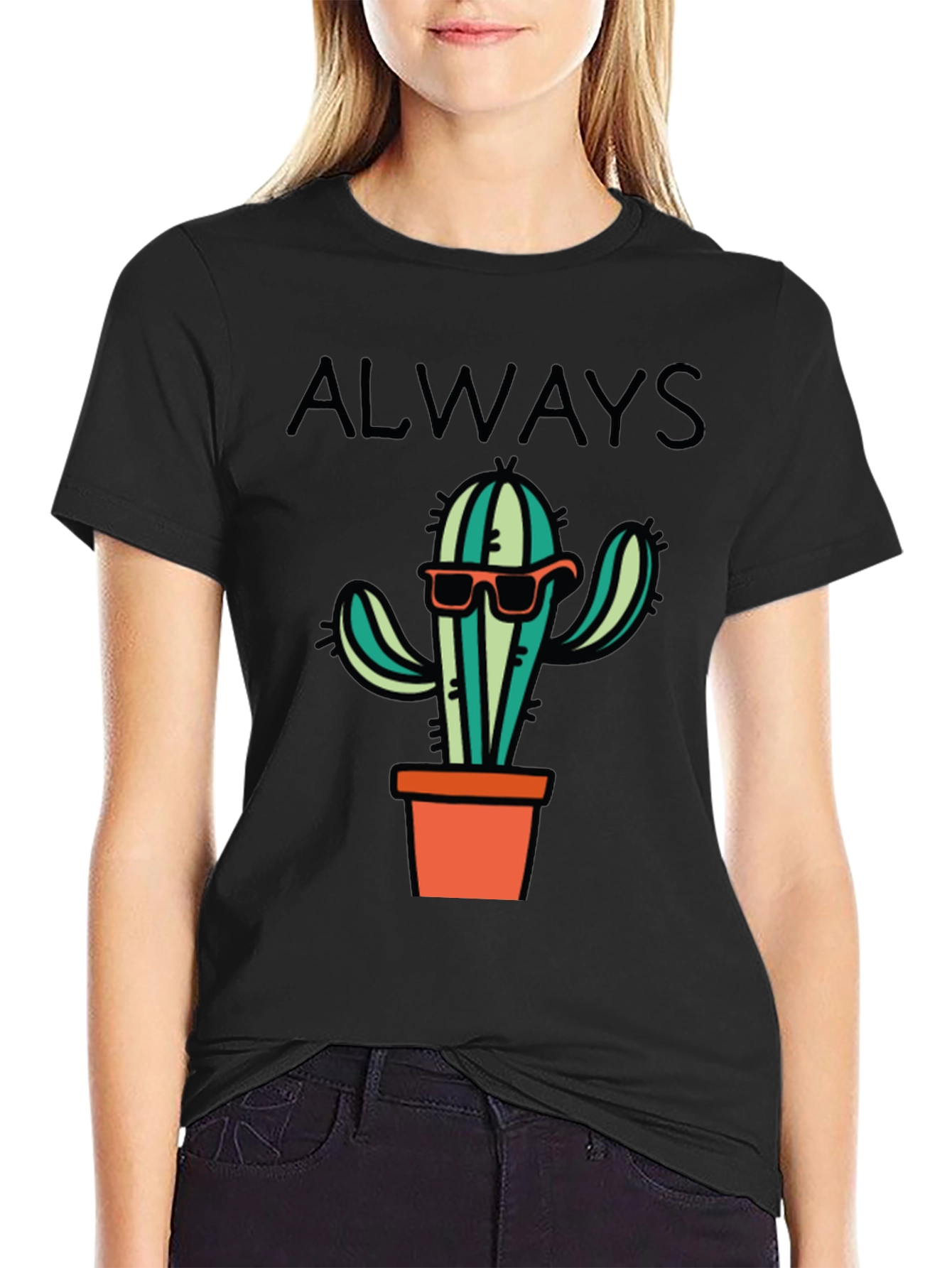 Camiseta Negra con Diseño de Cactus Cool