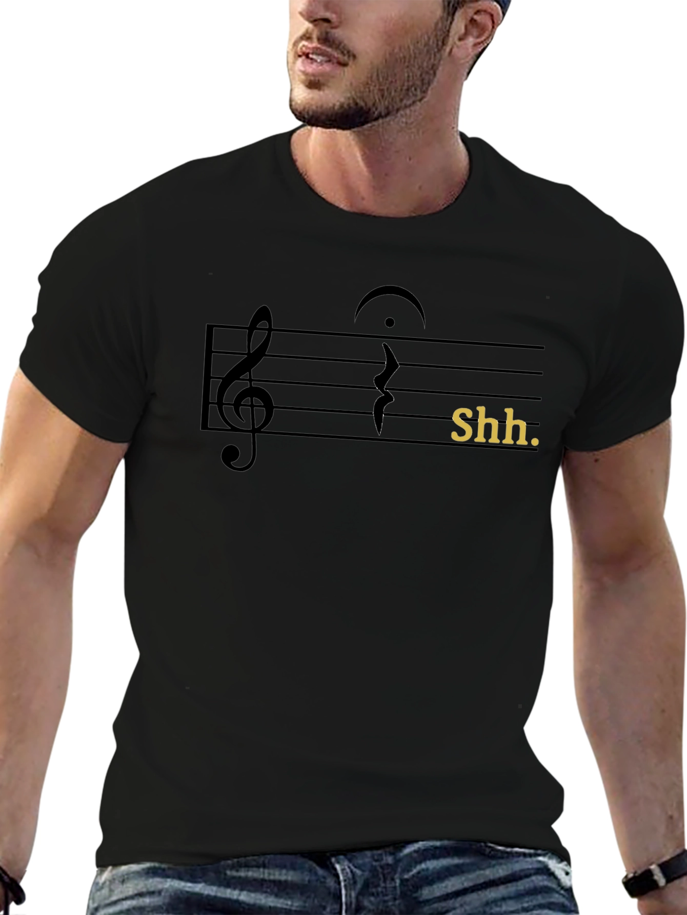Camiseta Negra Shh Musical para Hombre