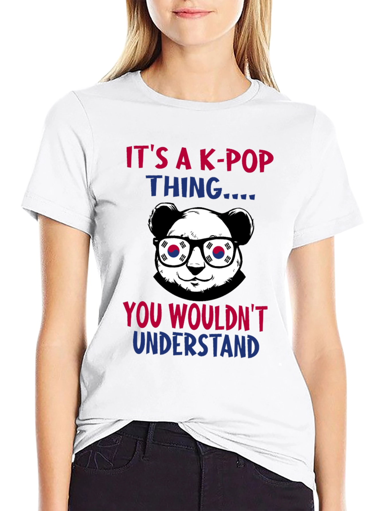 Camiseta Negra K-Pop Panda Coreano