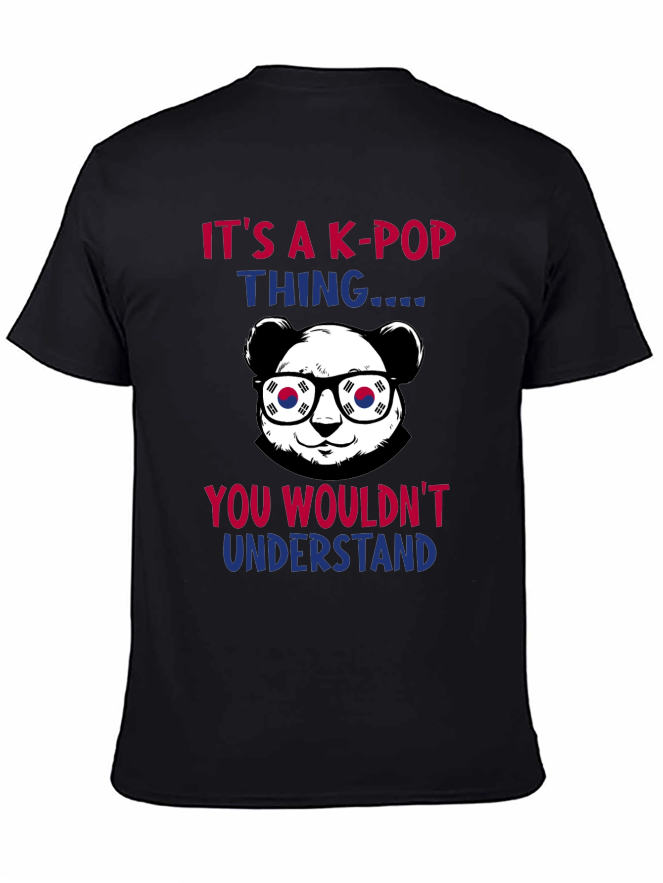 Camiseta Negra K-Pop Panda Coreano