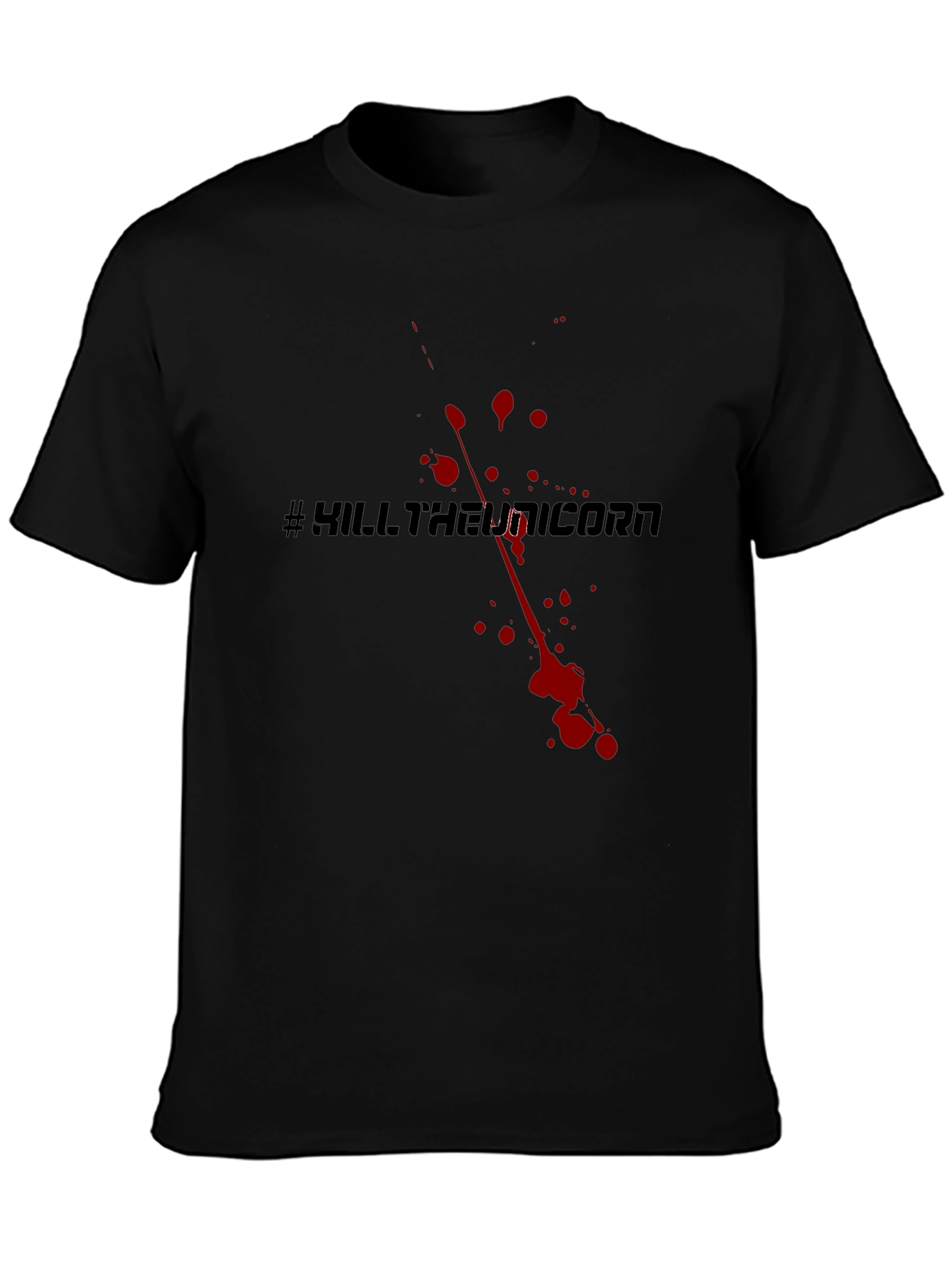 Camiseta Negra #KillTheUnicorn Estilo Sangriento