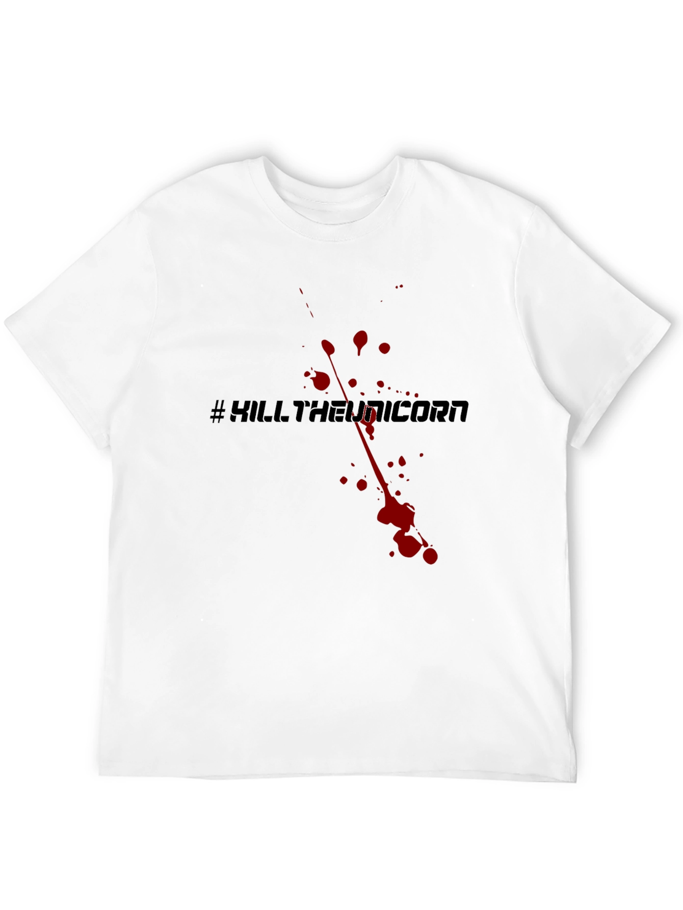 Camiseta Negra #KillTheUnicorn Estilo Sangriento