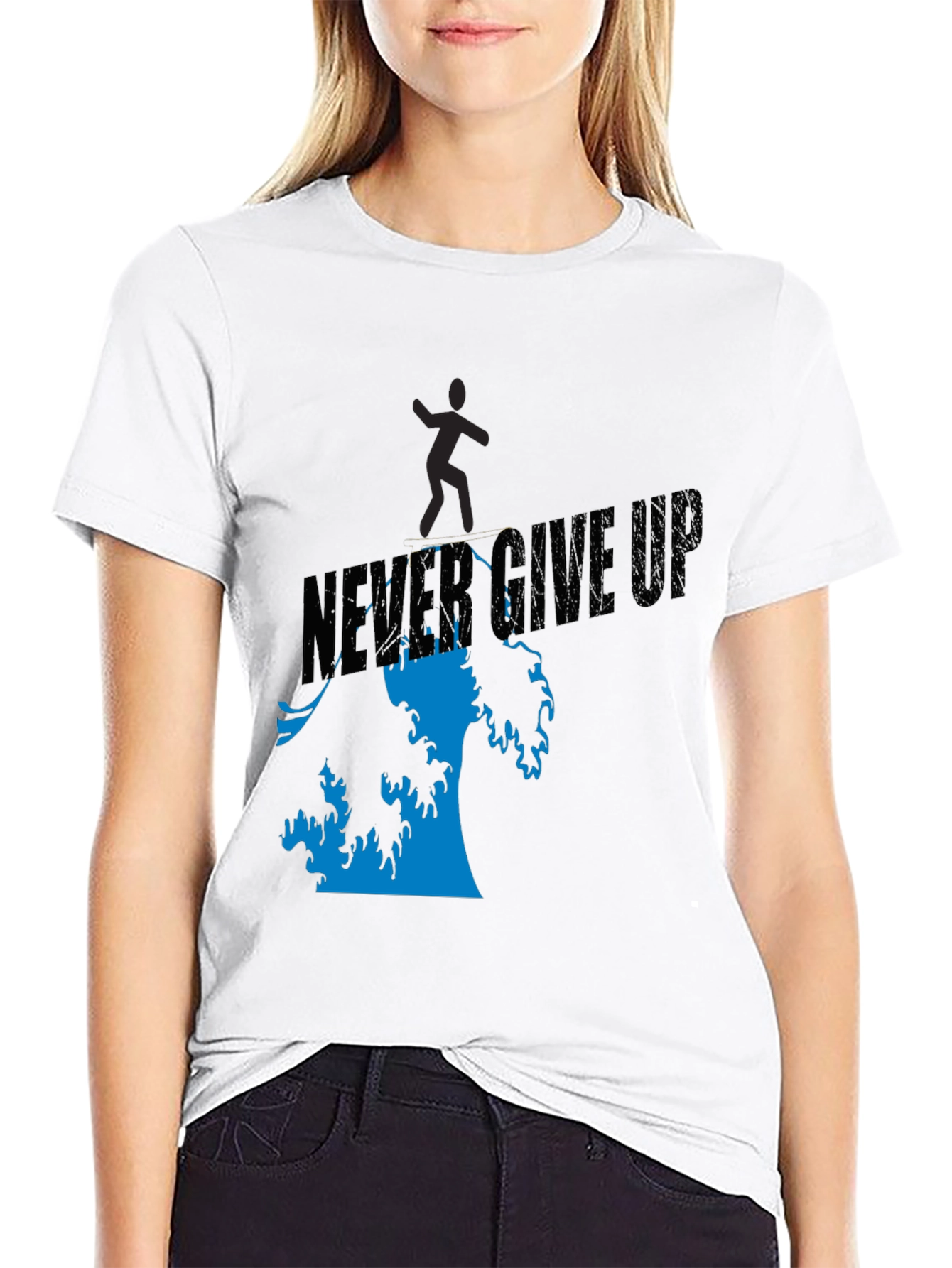 Camiseta Negra Never Give Up Hombre
