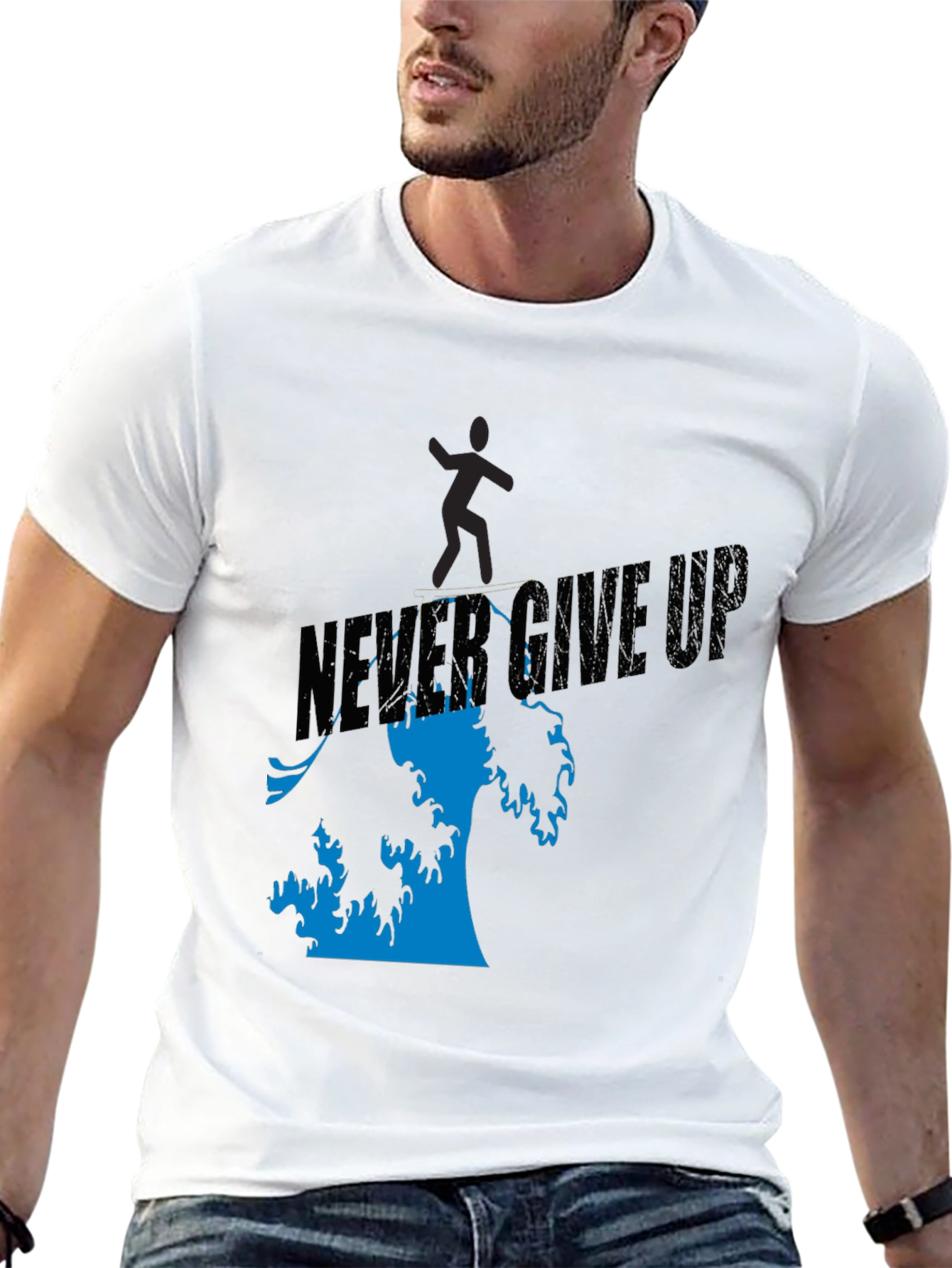 Camiseta Negra Never Give Up Hombre