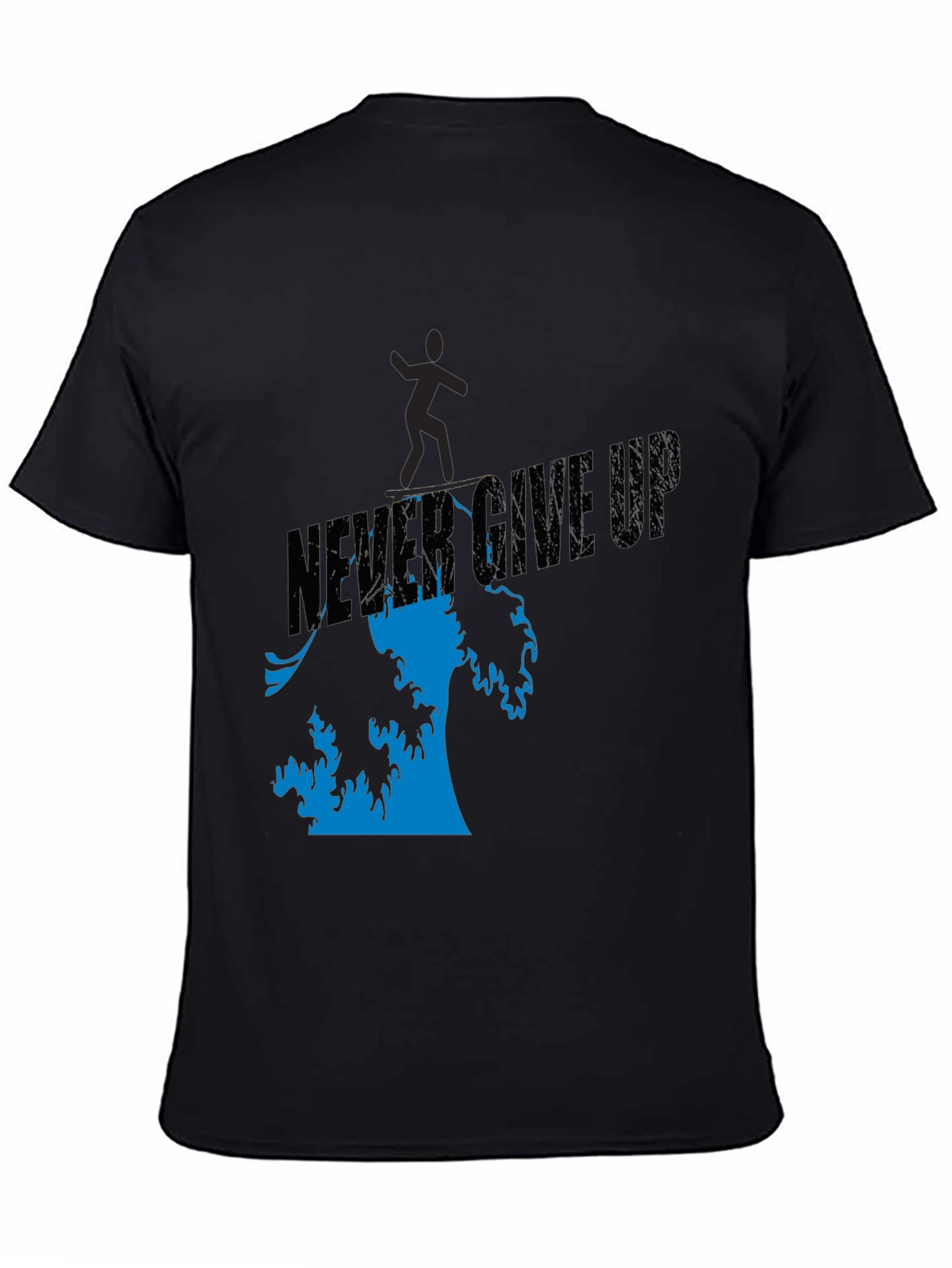 Camiseta Negra Never Give Up Hombre