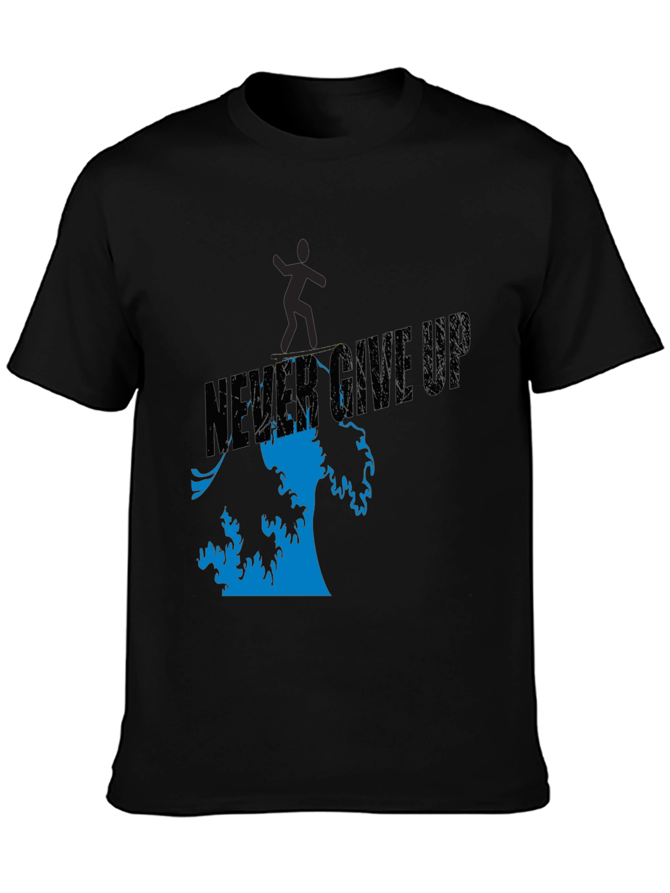 Camiseta Negra Never Give Up Hombre