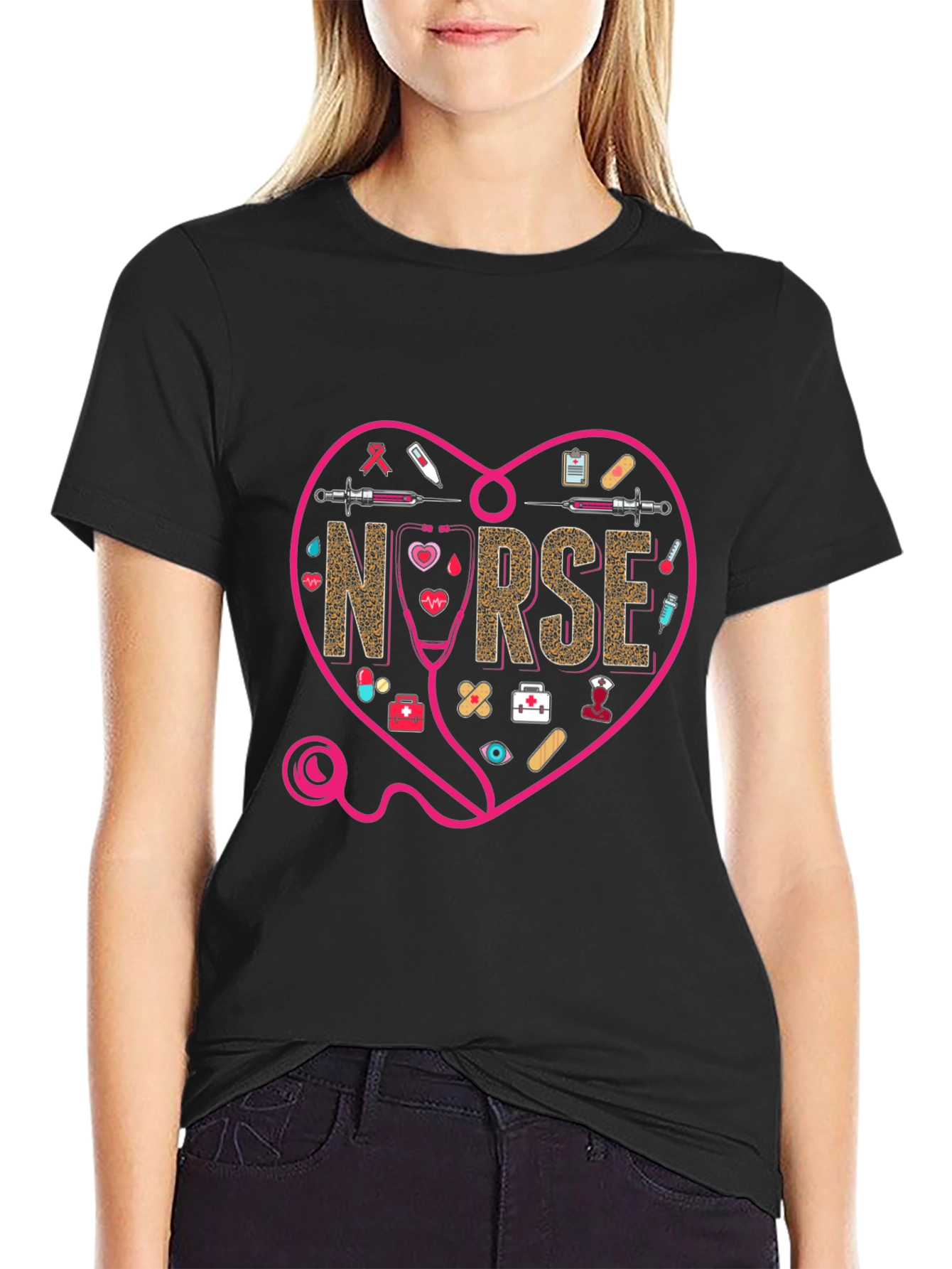 Camiseta Negra Nurse Heart