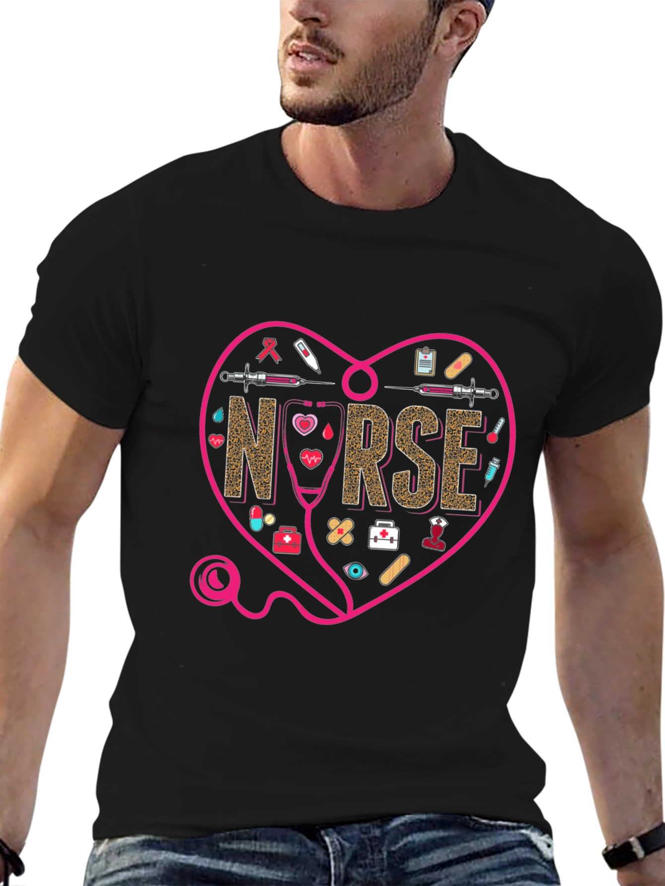 Camiseta Negra Nurse Heart