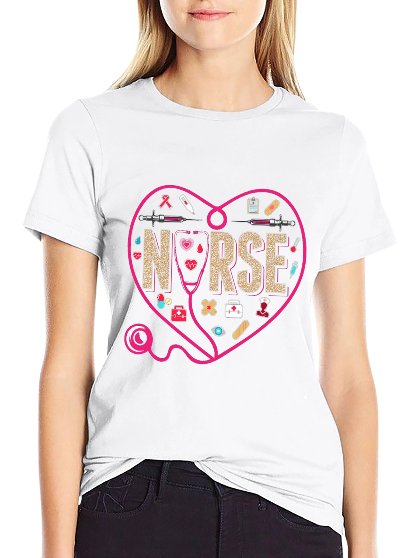 Camiseta Negra Nurse Heart