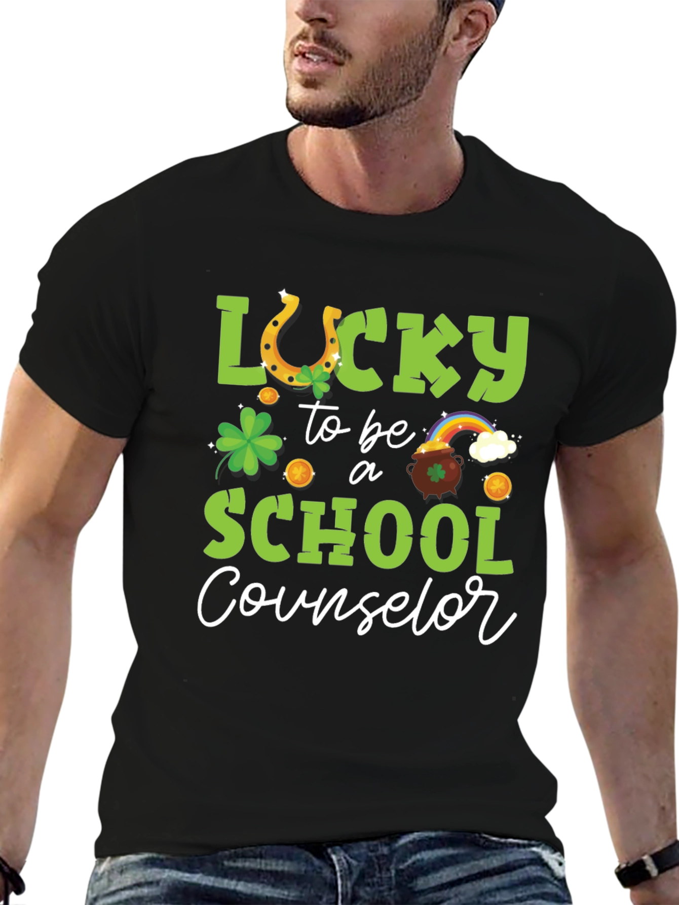 Camiseta Negra Lucky School Counselor San Patricio