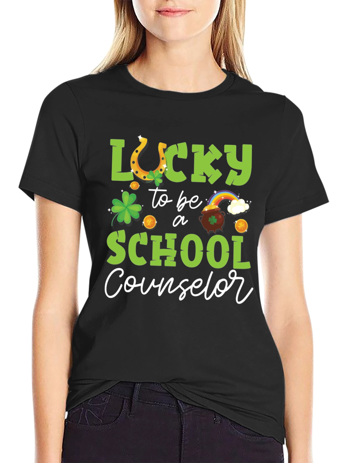 Camiseta Negra Lucky School Counselor San Patricio