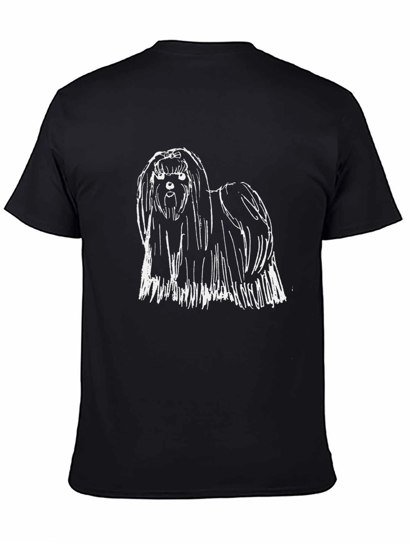 Camiseta Negra con Diseño de Perro Shih Tzu