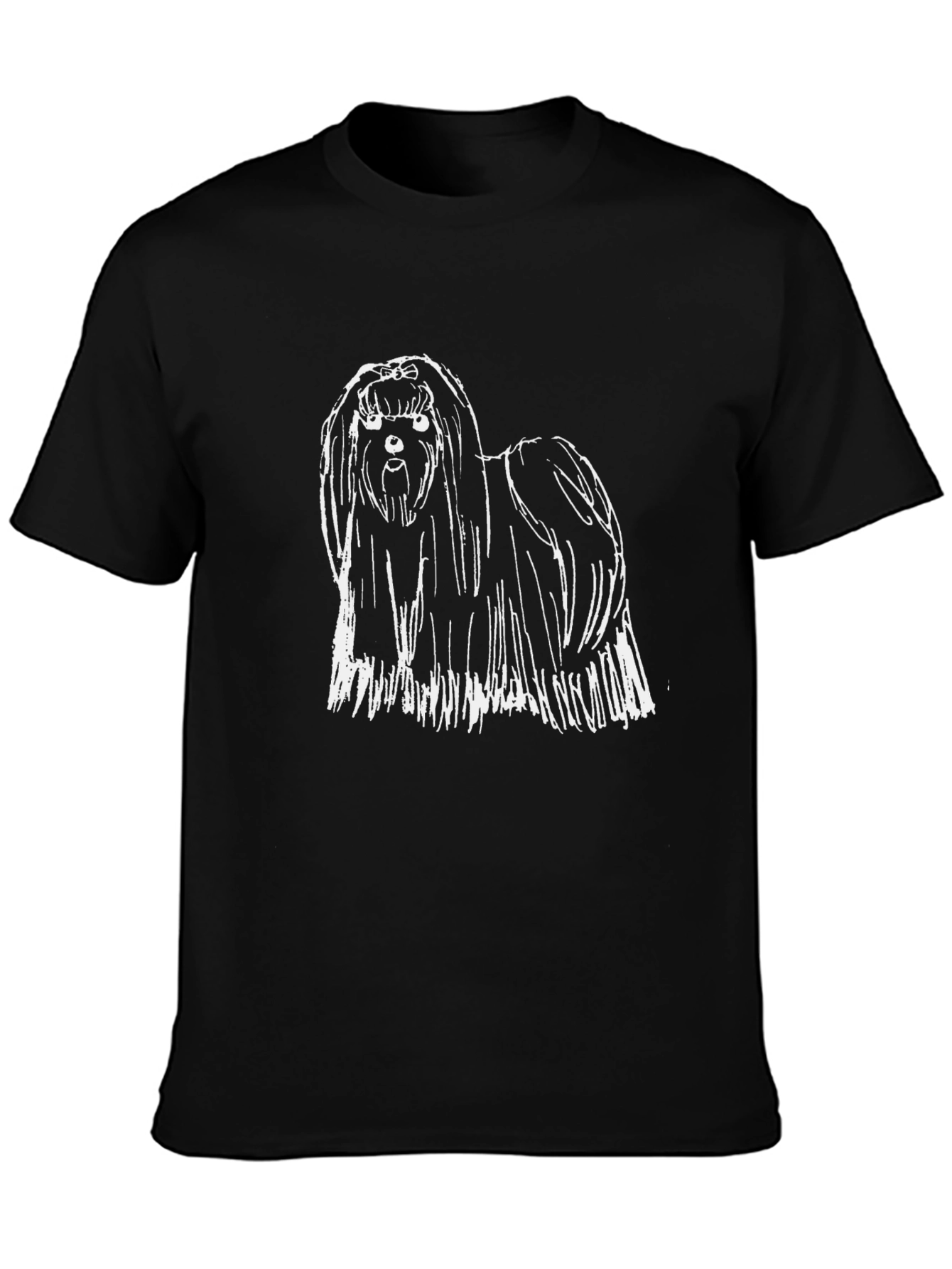 Camiseta Negra con Diseño de Perro Shih Tzu