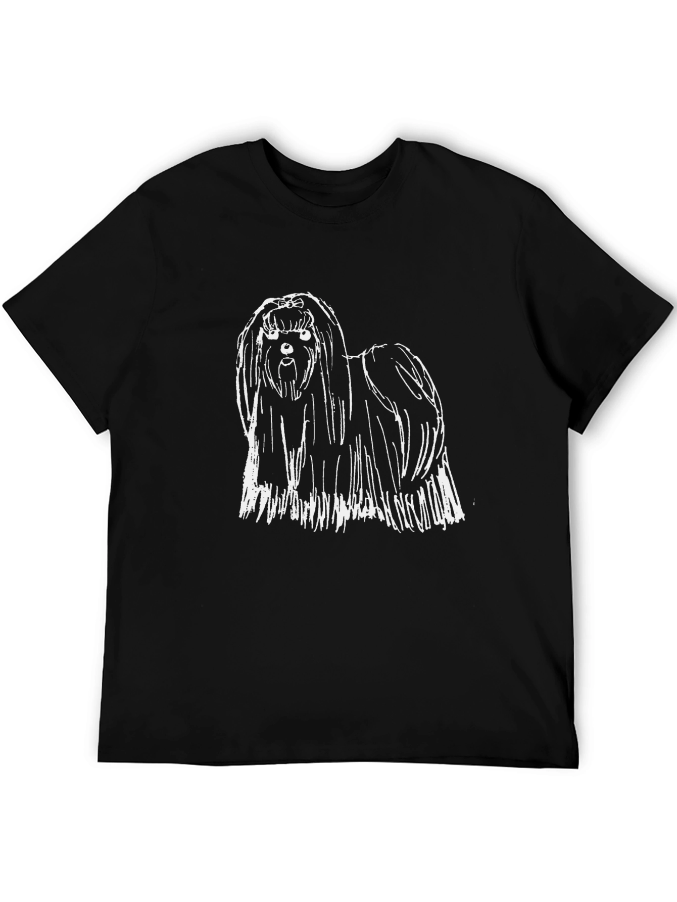 Camiseta Negra con Diseño de Perro Shih Tzu