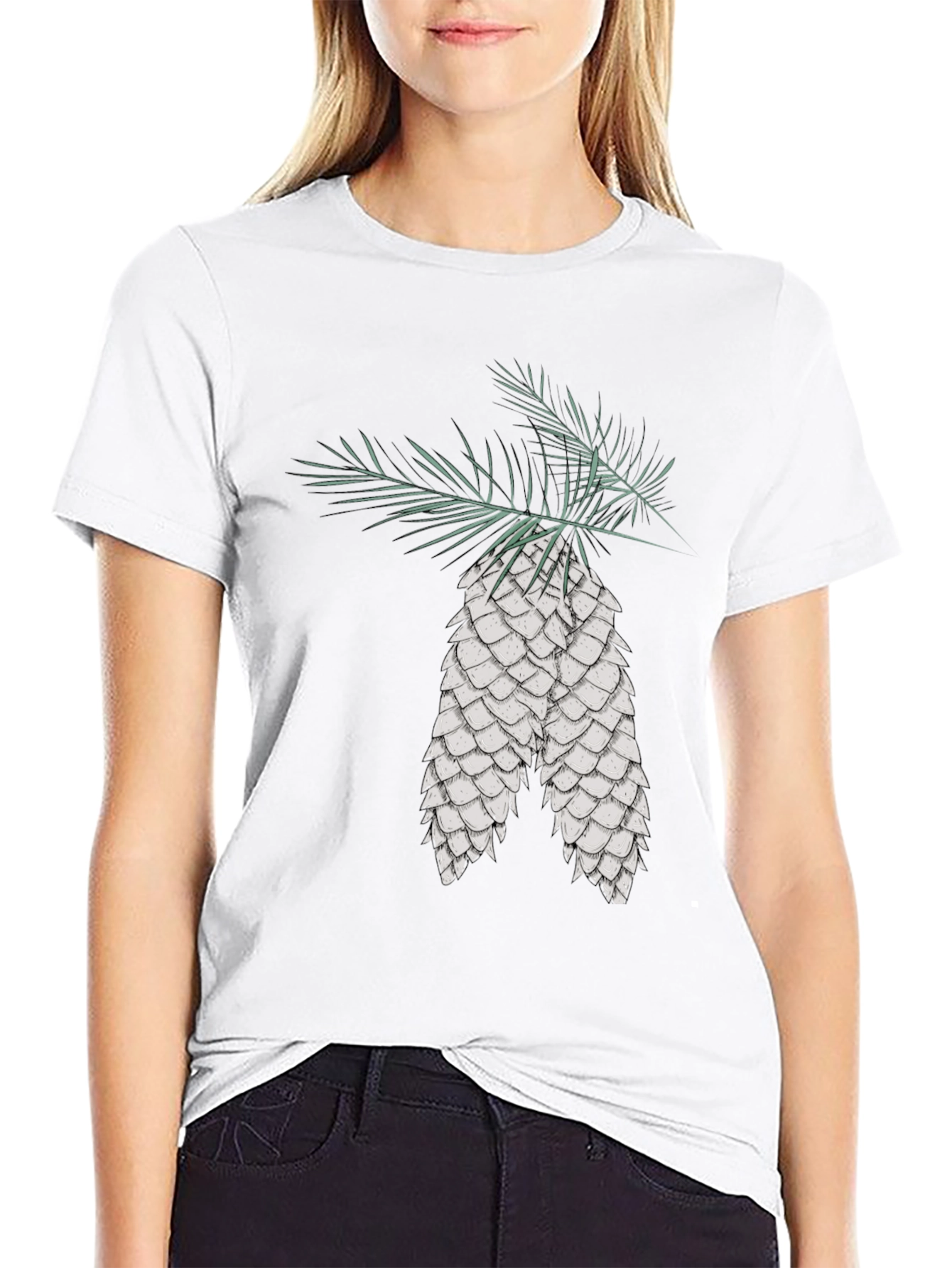 Camiseta Negra con Diseño de Piñas