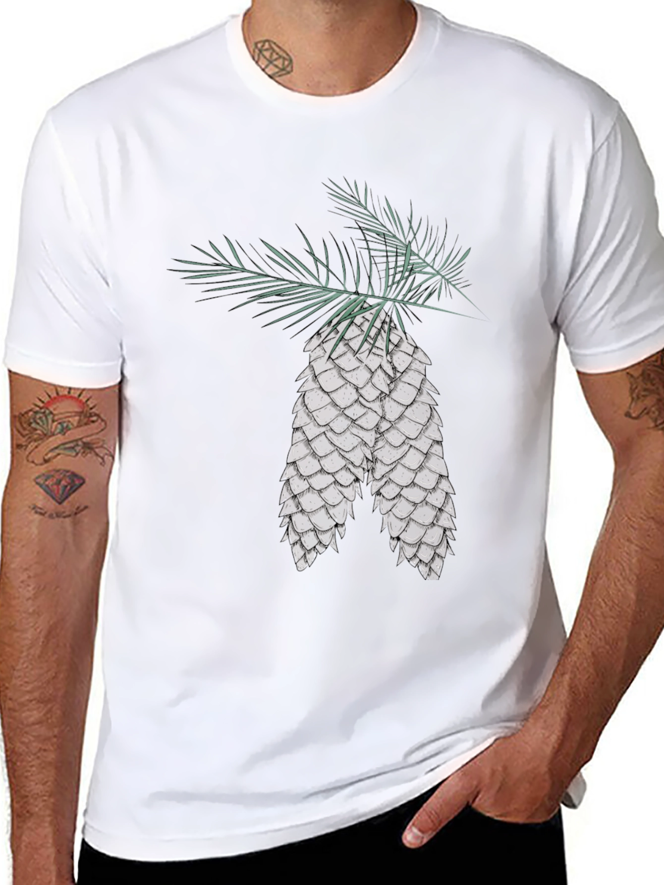 Camiseta Negra con Diseño de Piñas