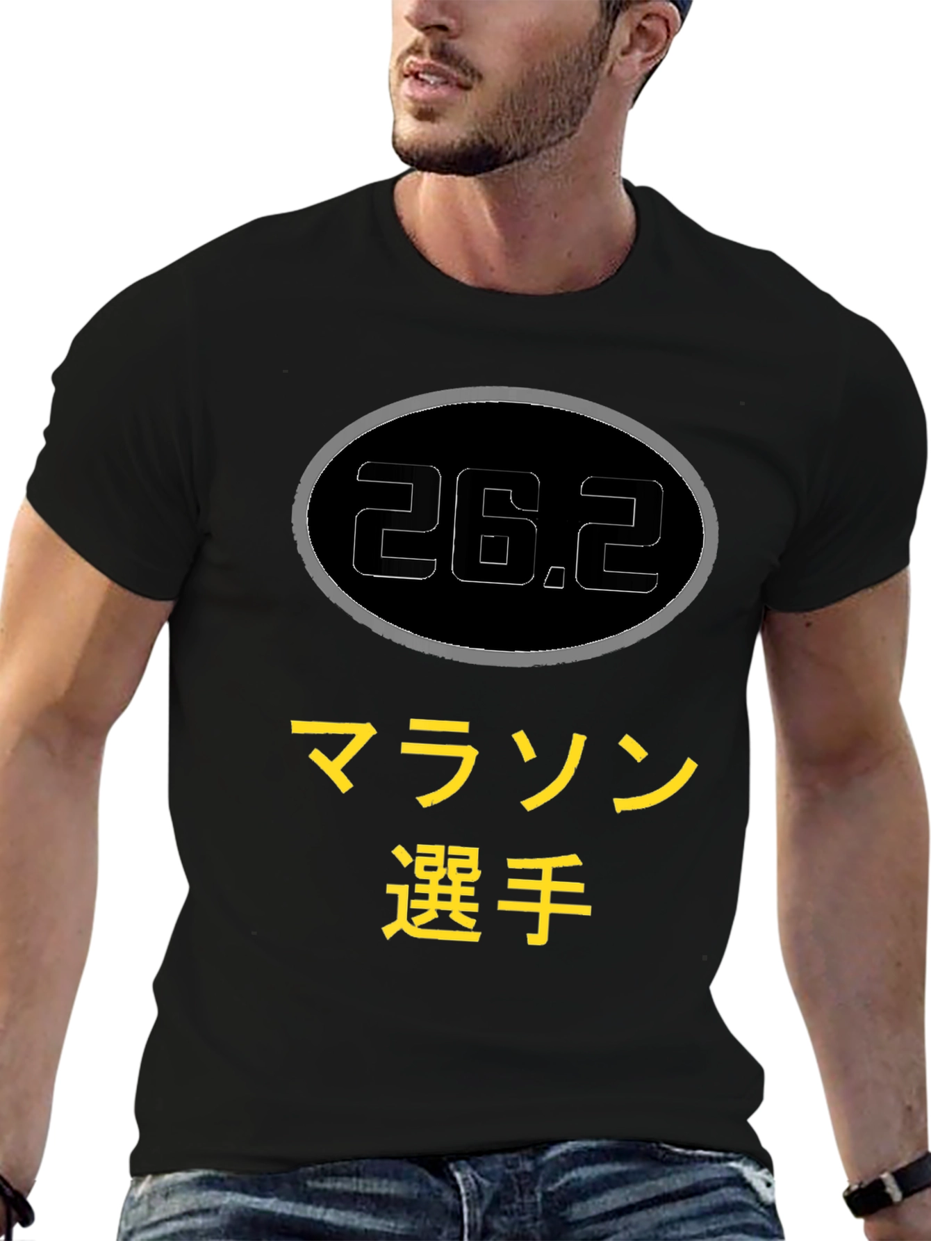 Camiseta Negra Maratón 26.2 Japonés