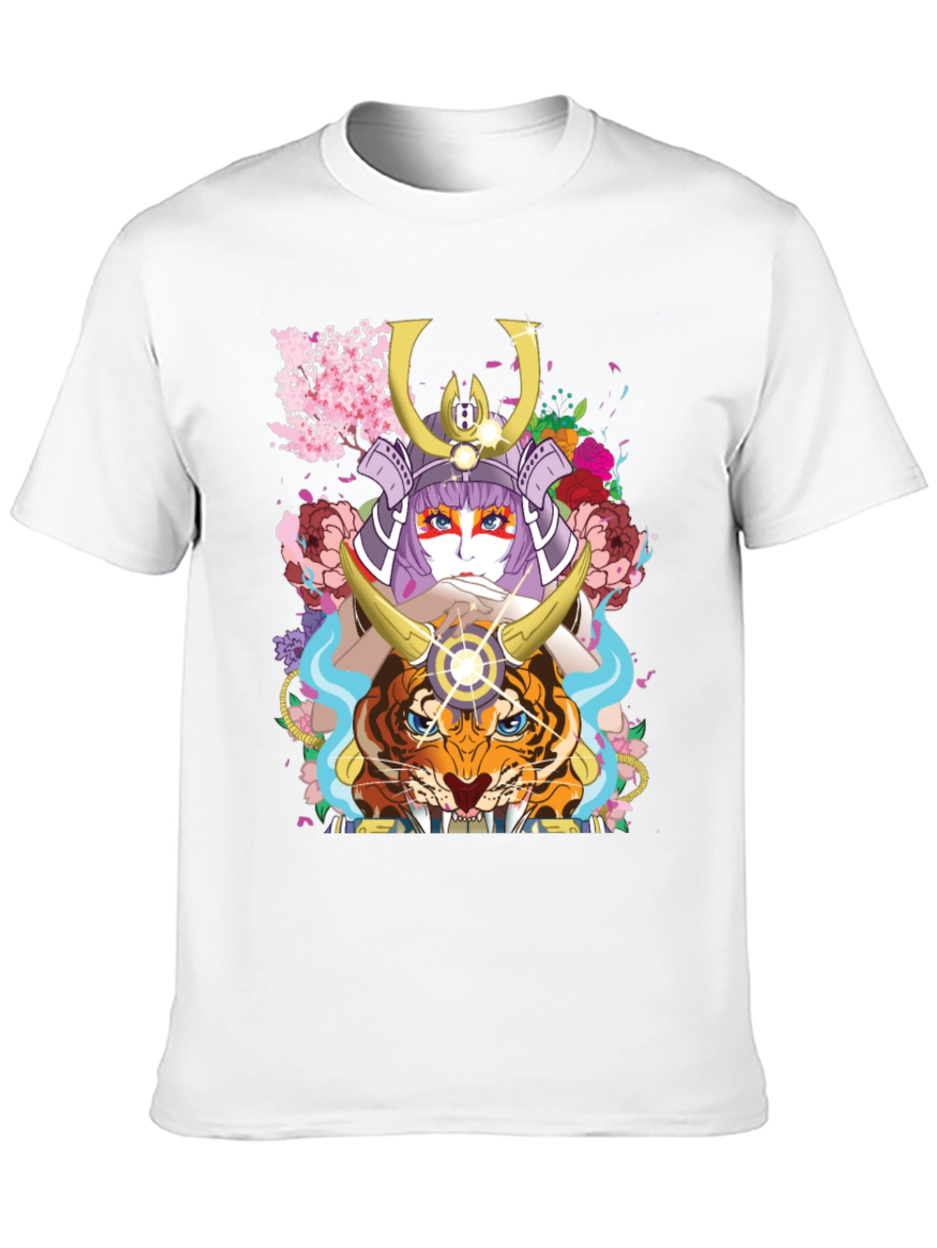 Camiseta Negra con Diseño de Samurai y Tigre