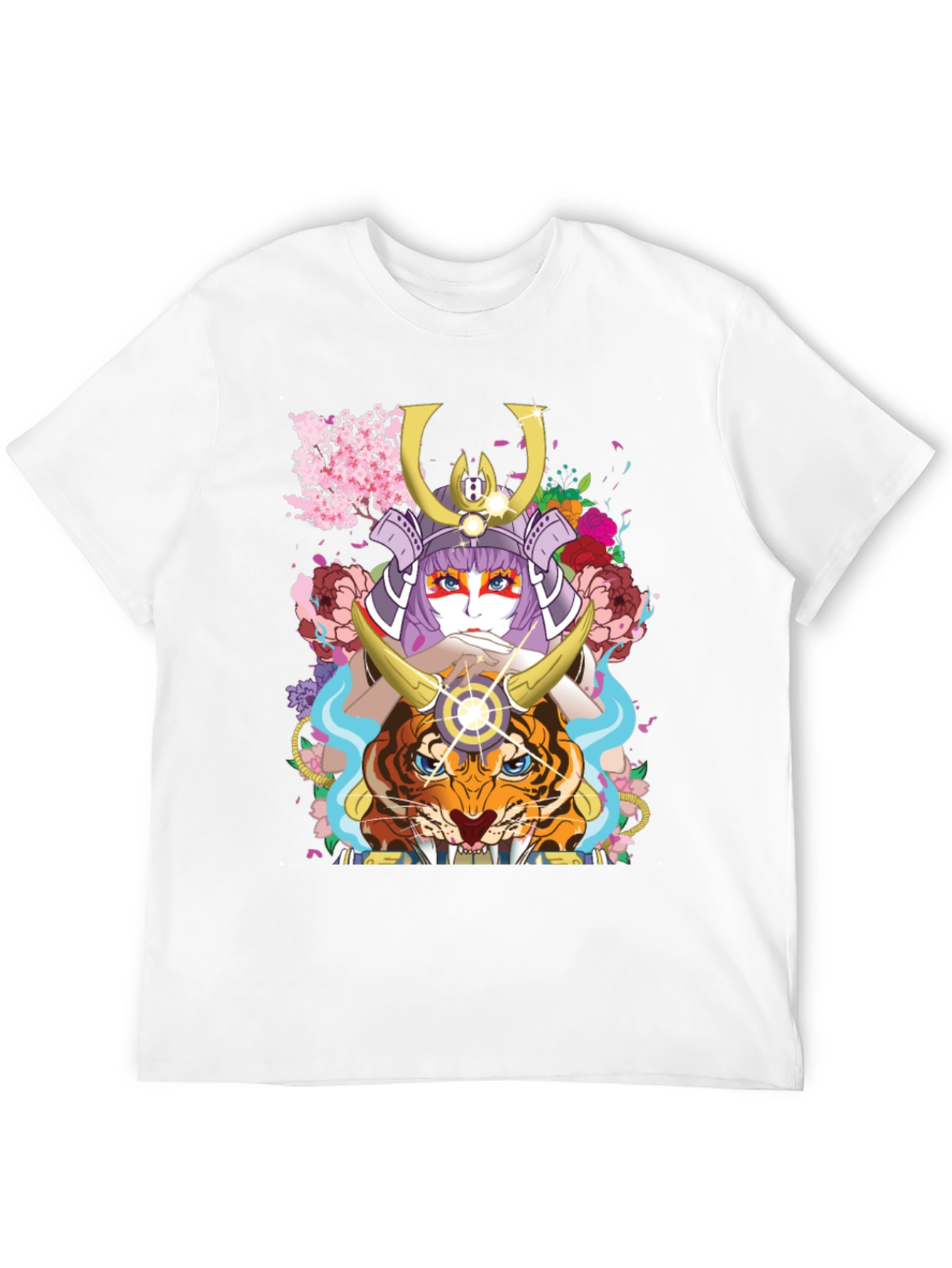 Camiseta Negra con Diseño de Samurai y Tigre