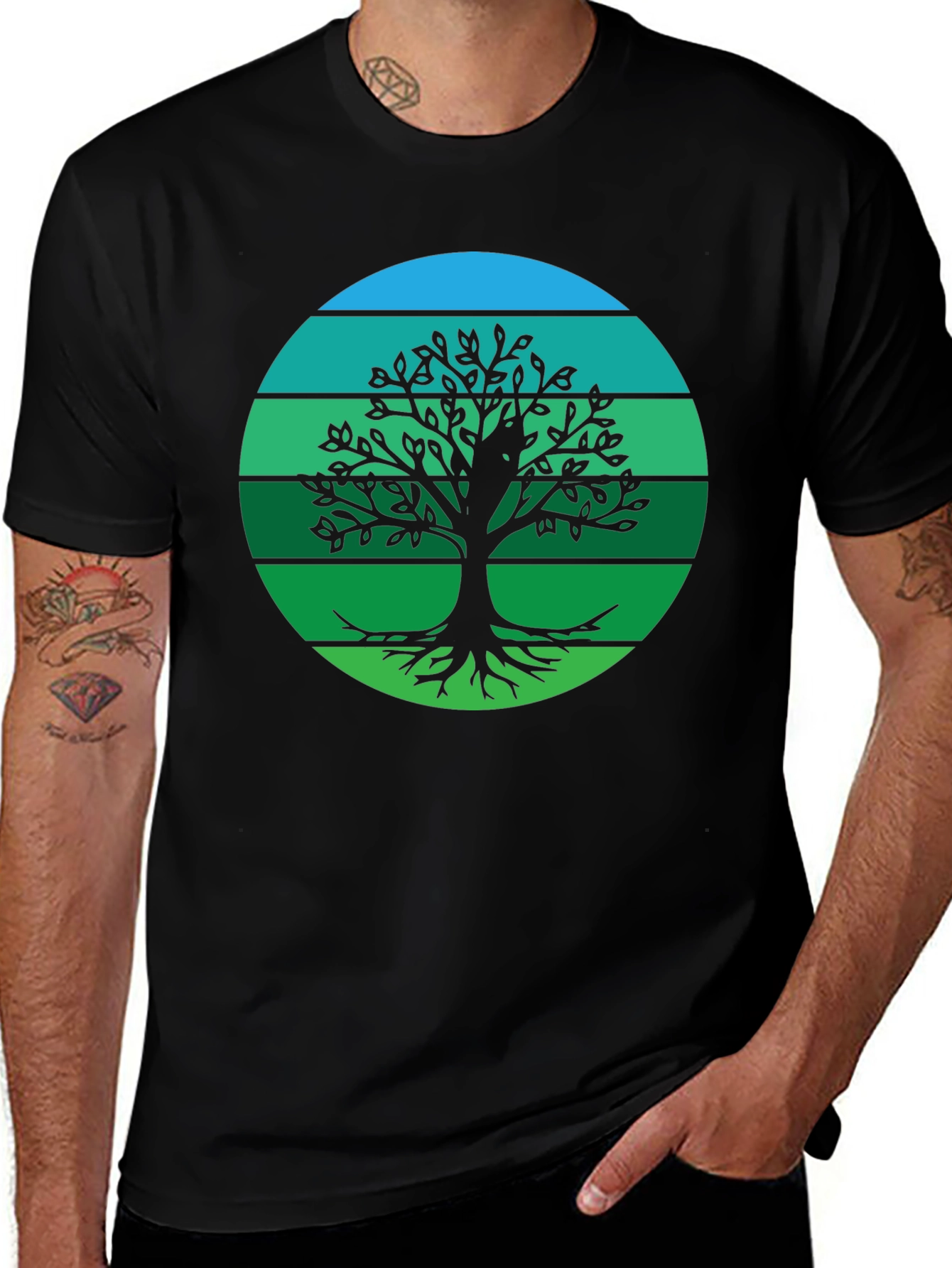 Camiseta Negra Árbol de la Vida Retro