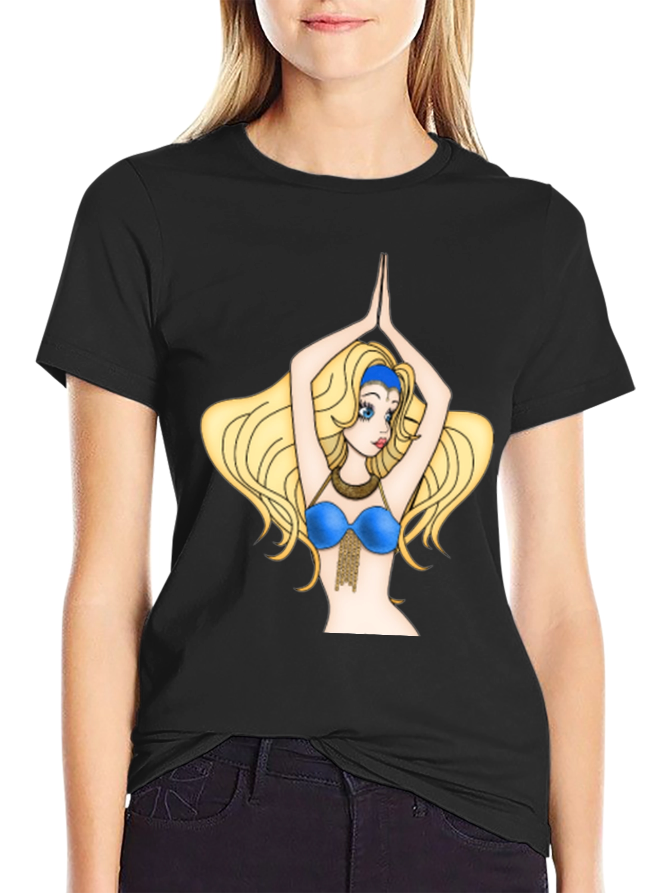 Camiseta Negra con Diseño de Bailarina Animada