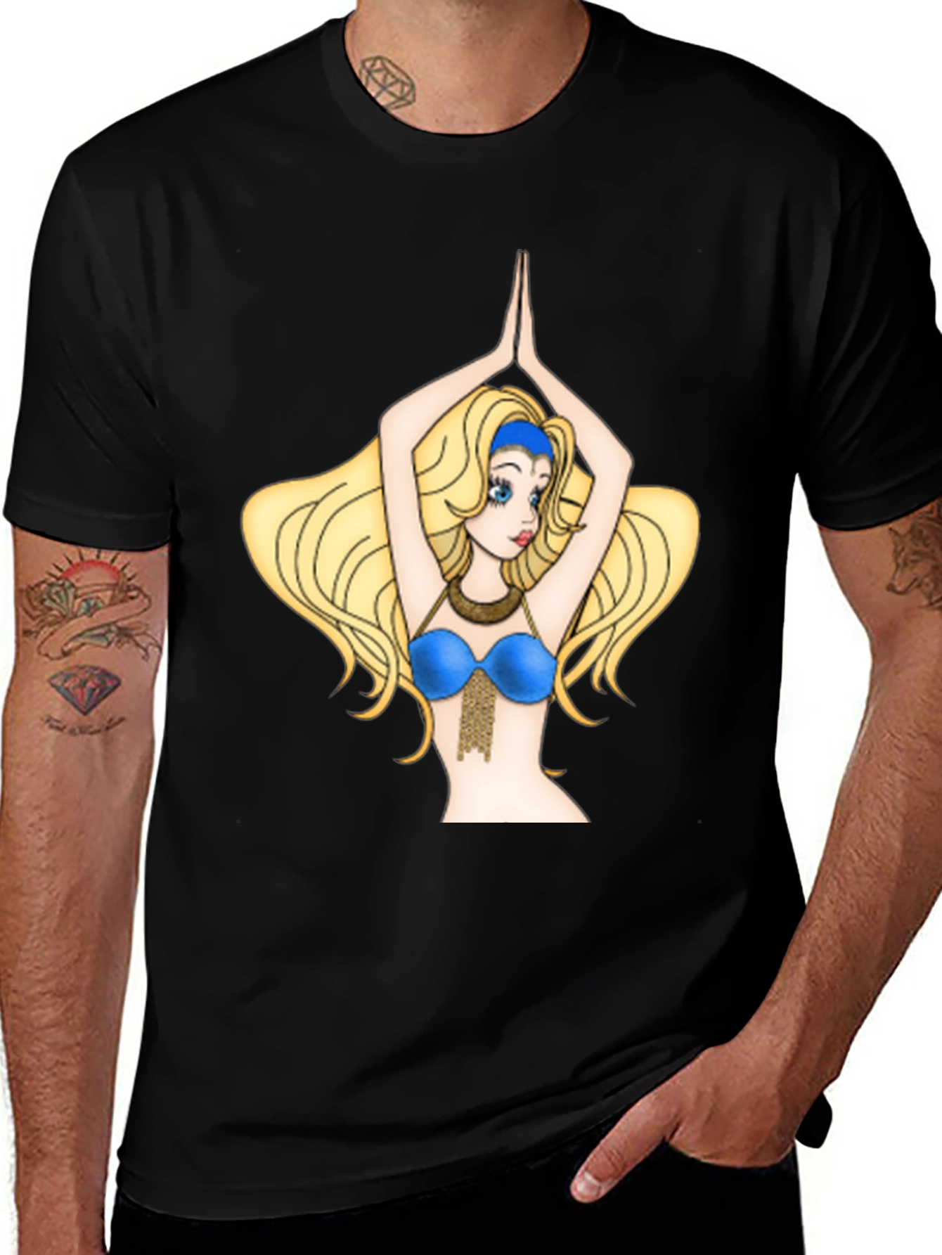 Camiseta Negra con Diseño de Bailarina Animada