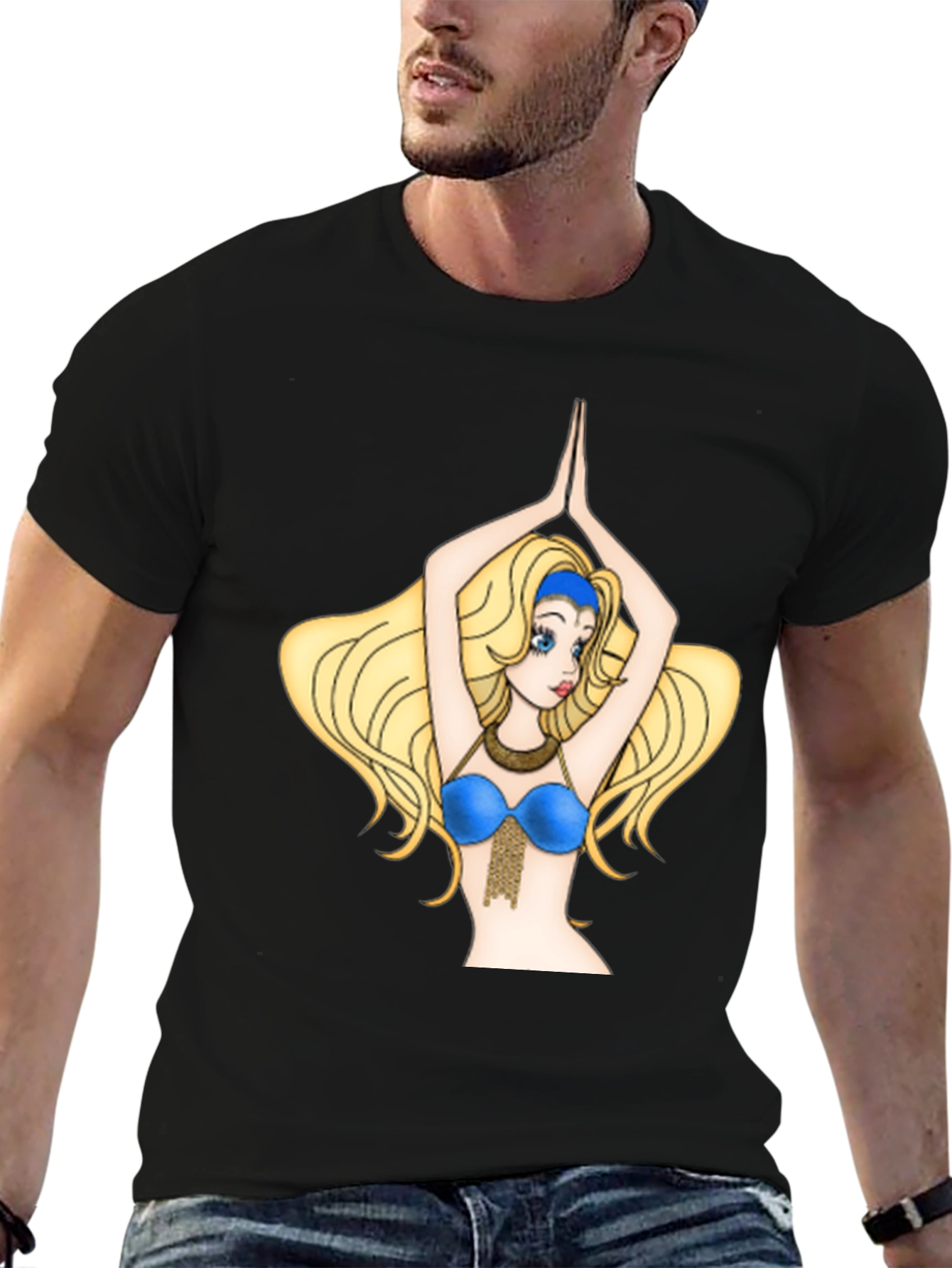 Camiseta Negra con Diseño de Bailarina Animada