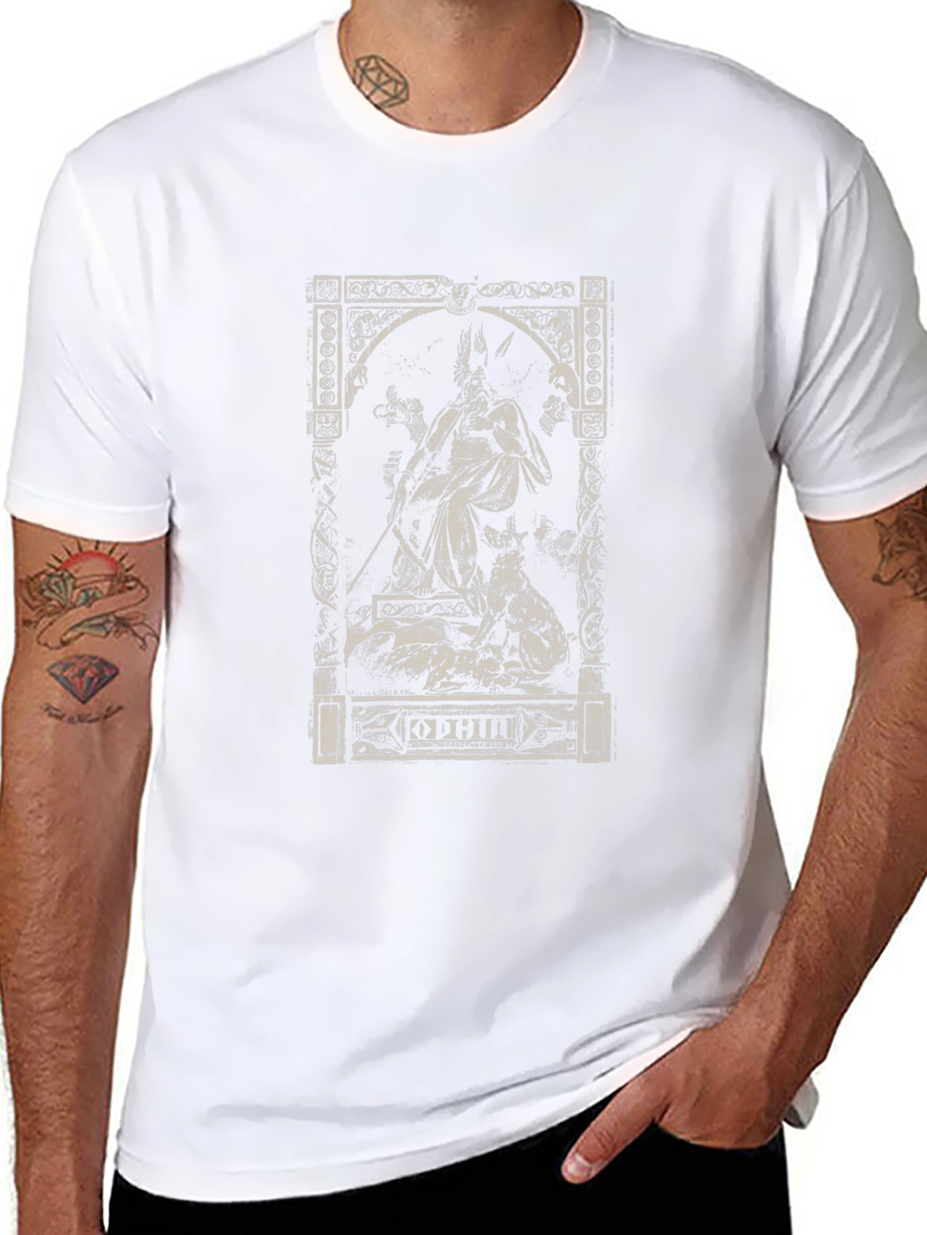 Camiseta Negra Odin Mitología Nórdica Estampada