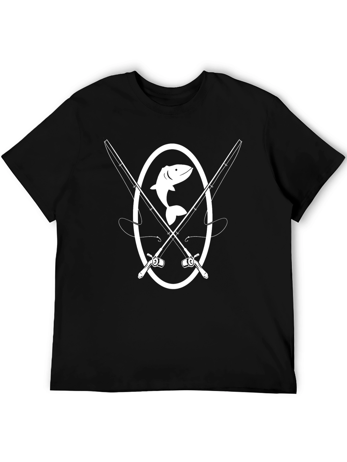 Camiseta Negra con Diseño de Pesca