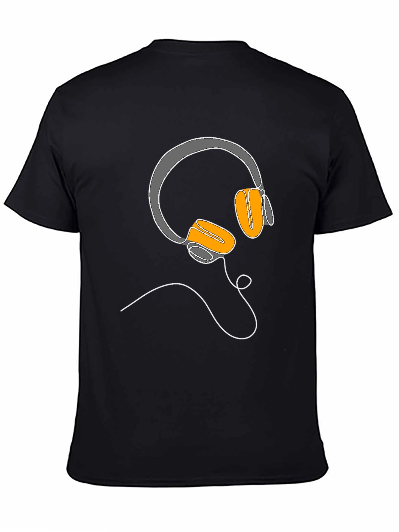 Camiseta Negra con Diseño de Auriculares Lineales