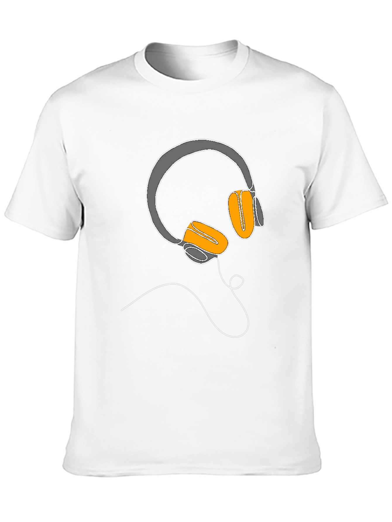 Camiseta Negra con Diseño de Auriculares Lineales