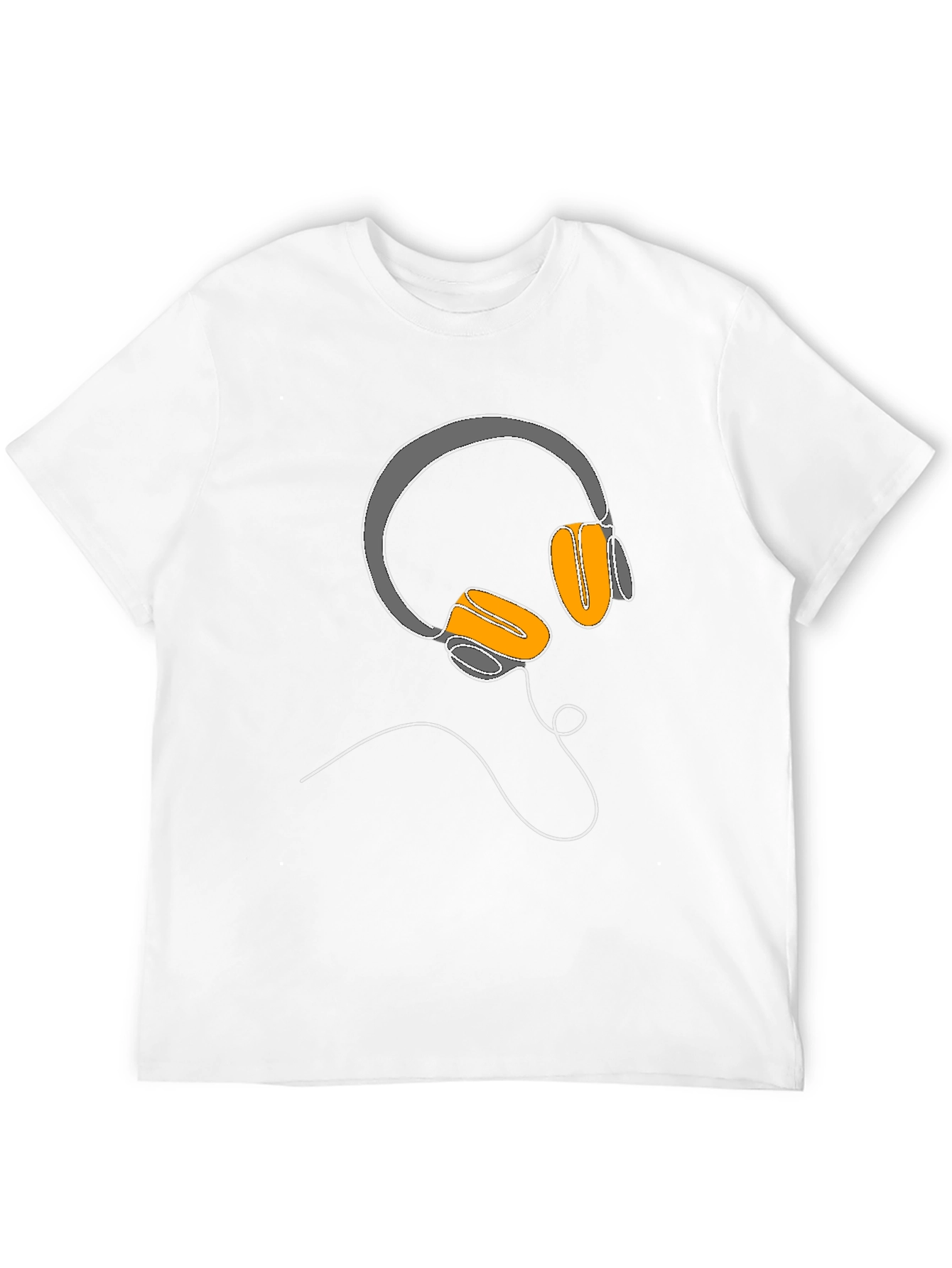 Camiseta Negra con Diseño de Auriculares Lineales