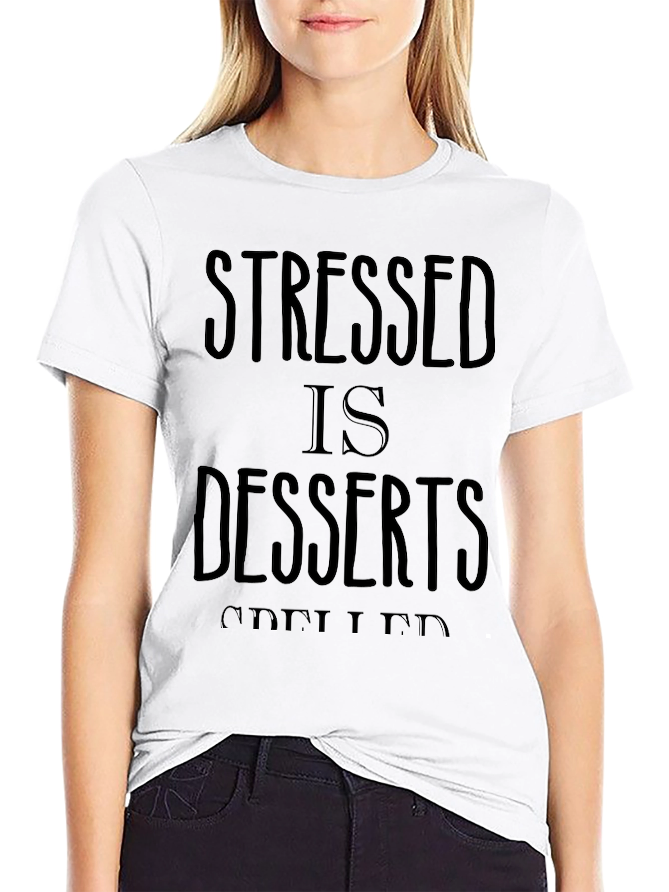 Camiseta Hombre Negra Stressed is Desserts