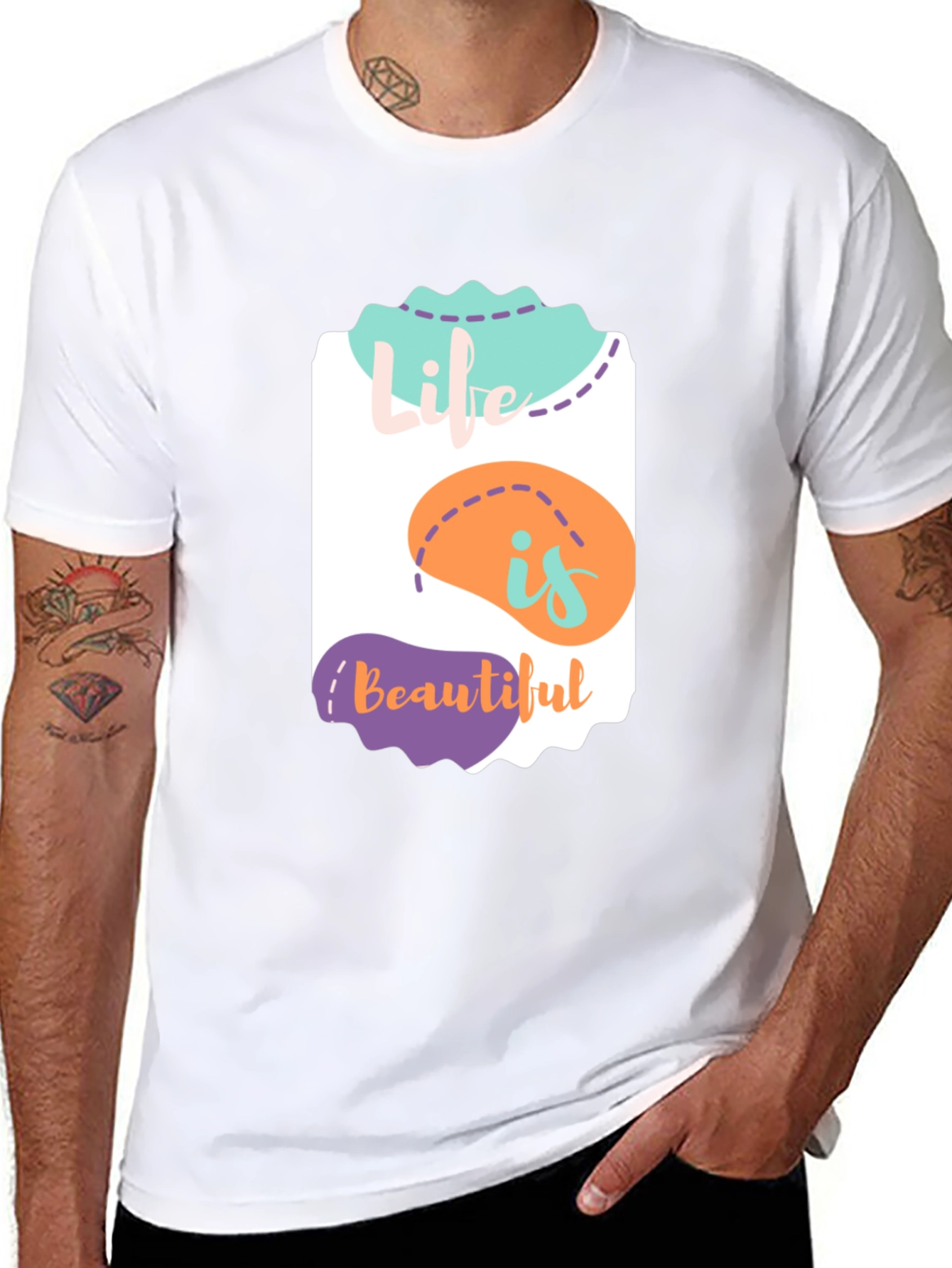 Camiseta Negra La Vida es Bella - Diseño Único