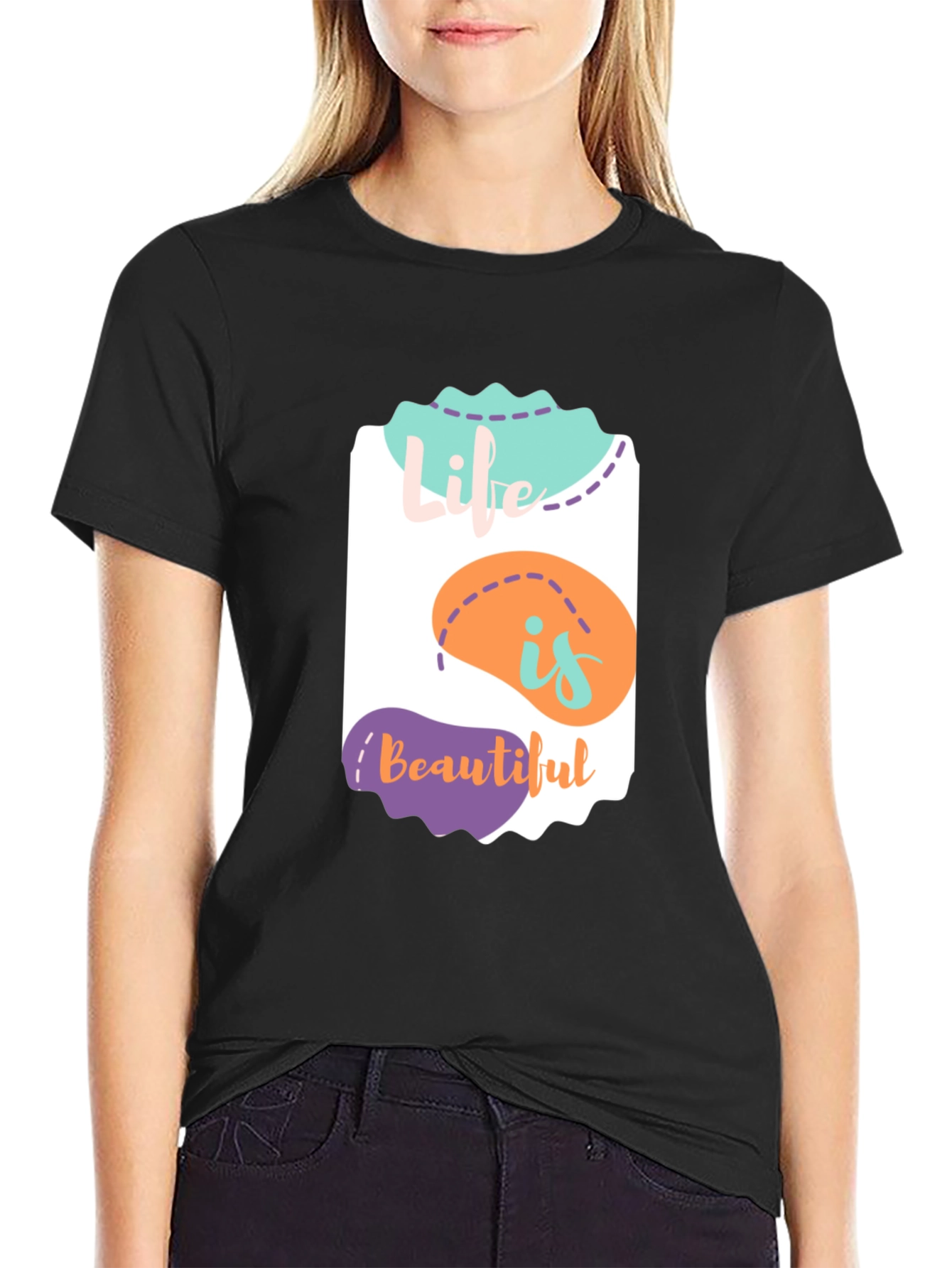 Camiseta Negra La Vida es Bella - Diseño Único